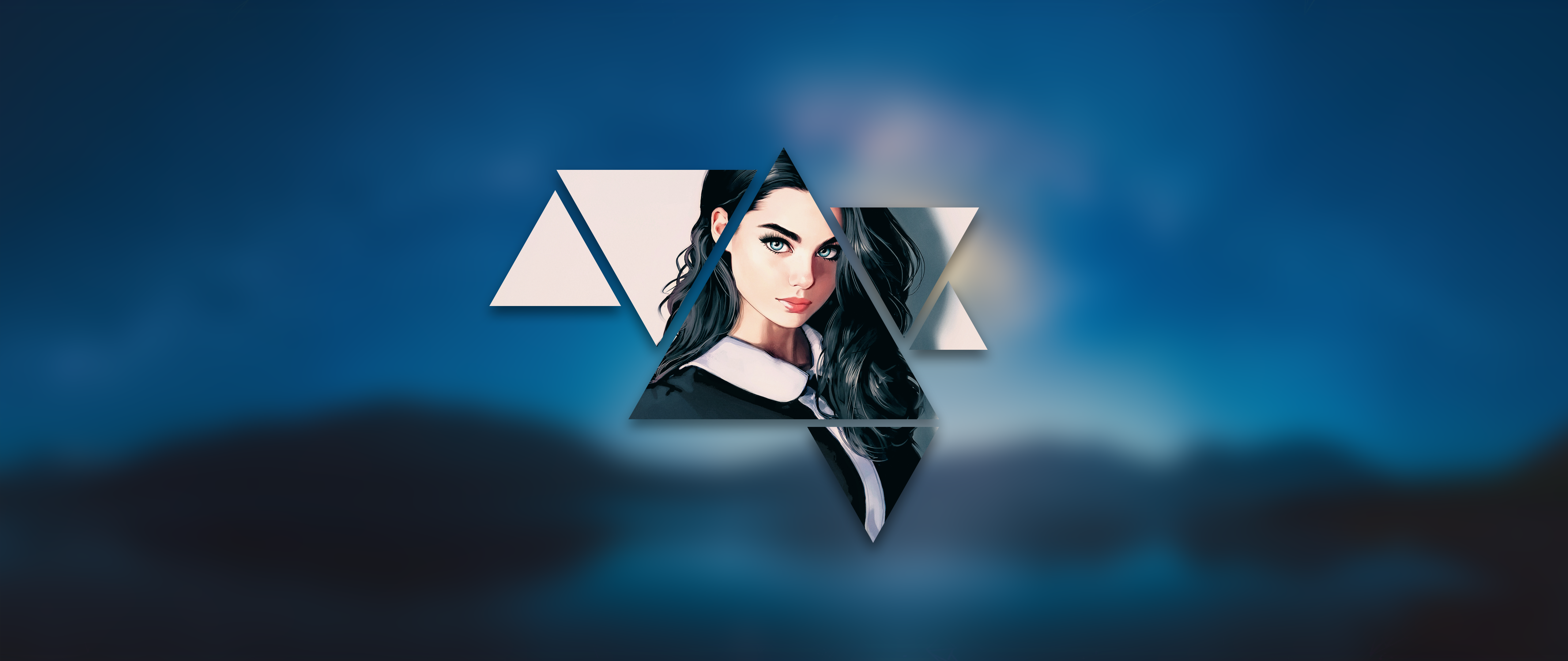 4K Ultrawide Landscape with Geometric Overlay HD Wallpaper