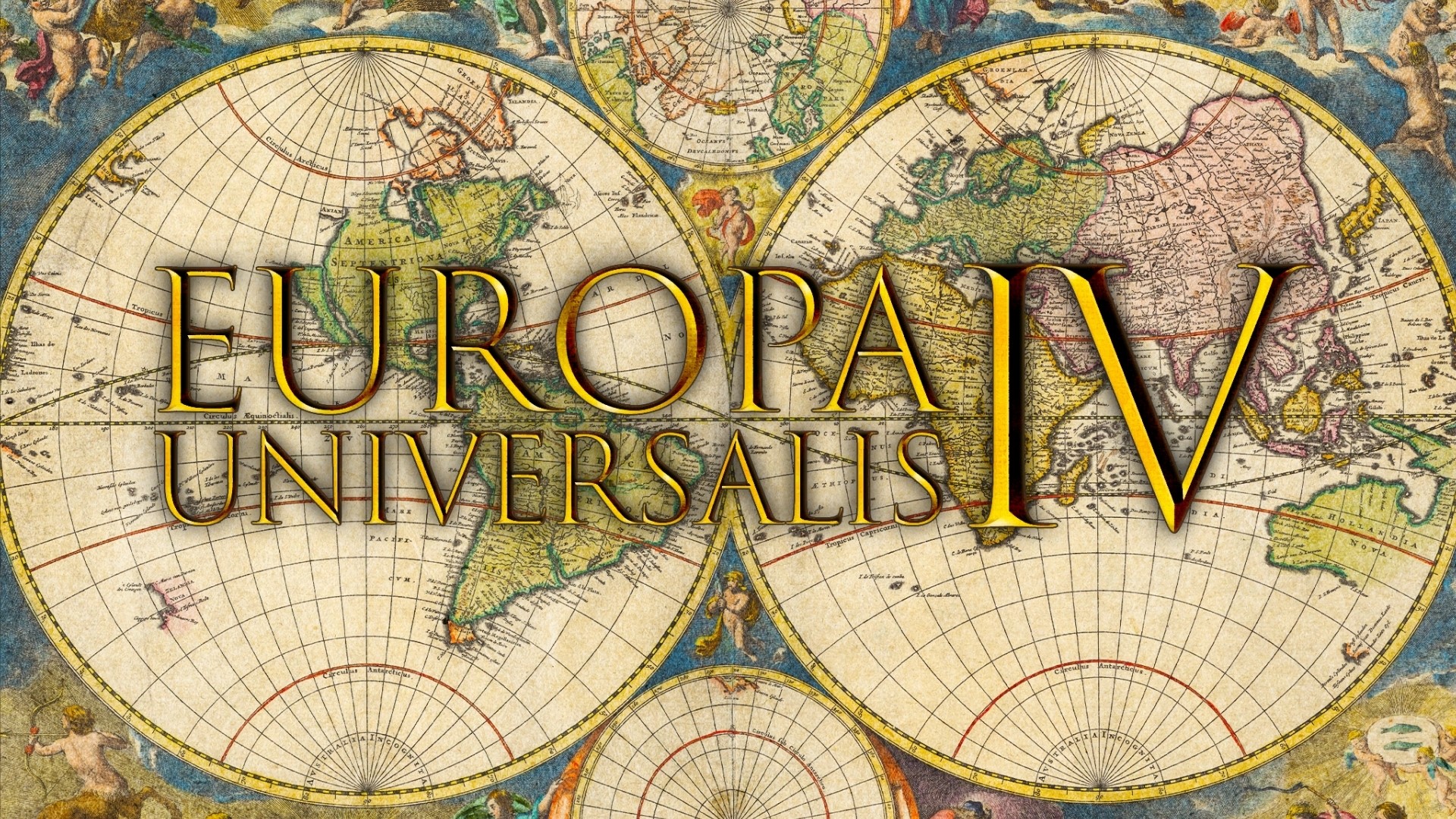 Europa Universalis IV game title on a world map HD Wallpaper