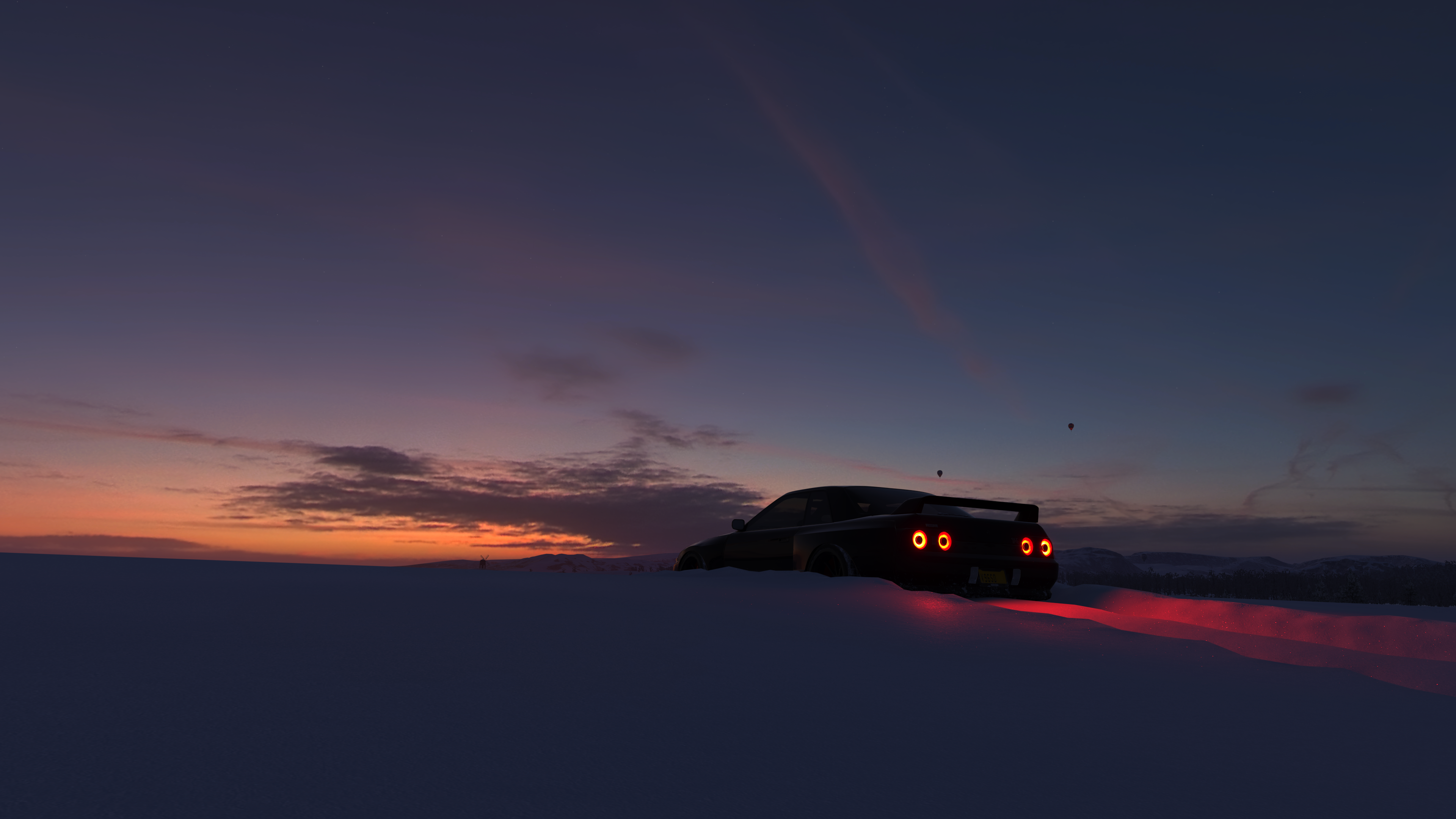 4K Forza Horizon 4 car in snow at sunset HD Wallpaper