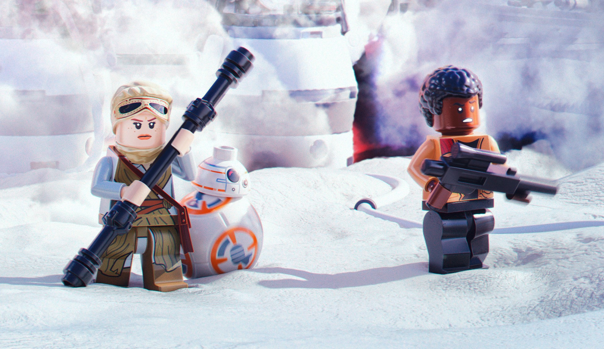 Rey and Finn from Star Wars with BB-8 HD Wallpaper