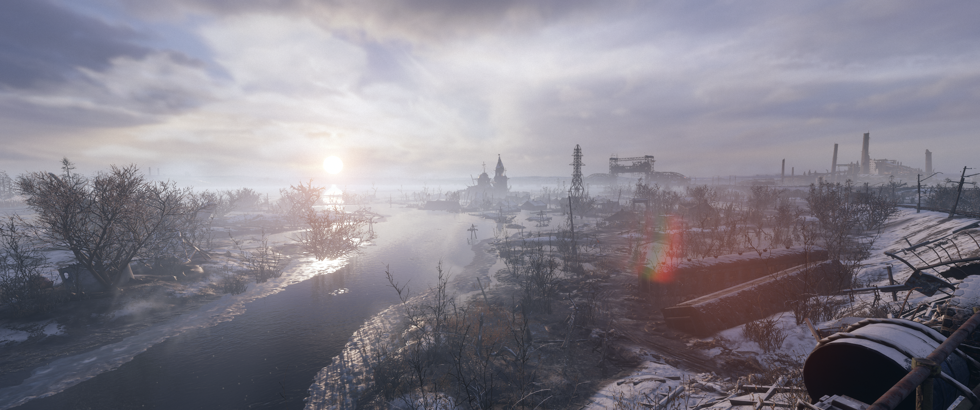 Metro Exodus screenshot of an apocalyptic winter landscape HD Wallpaper
