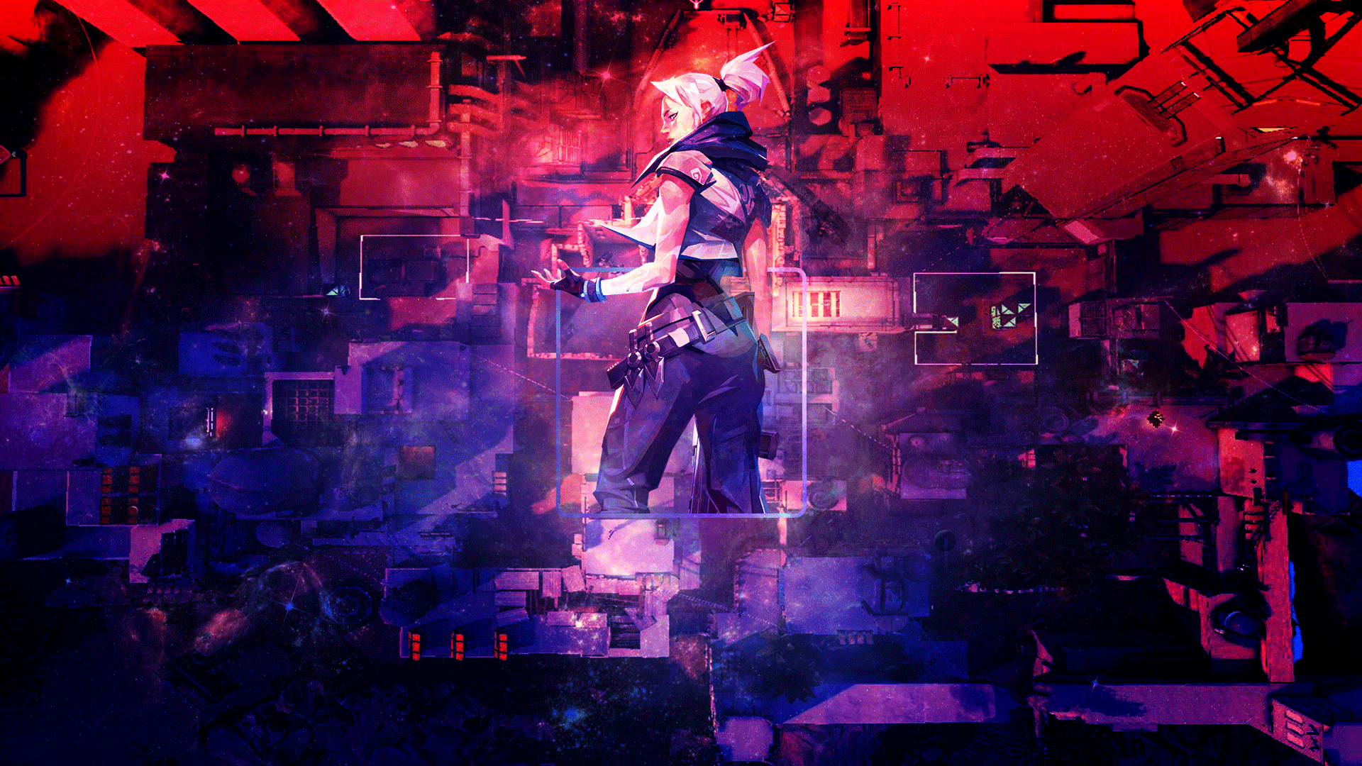 Jett from Valorant in a futuristic city HD Wallpaper