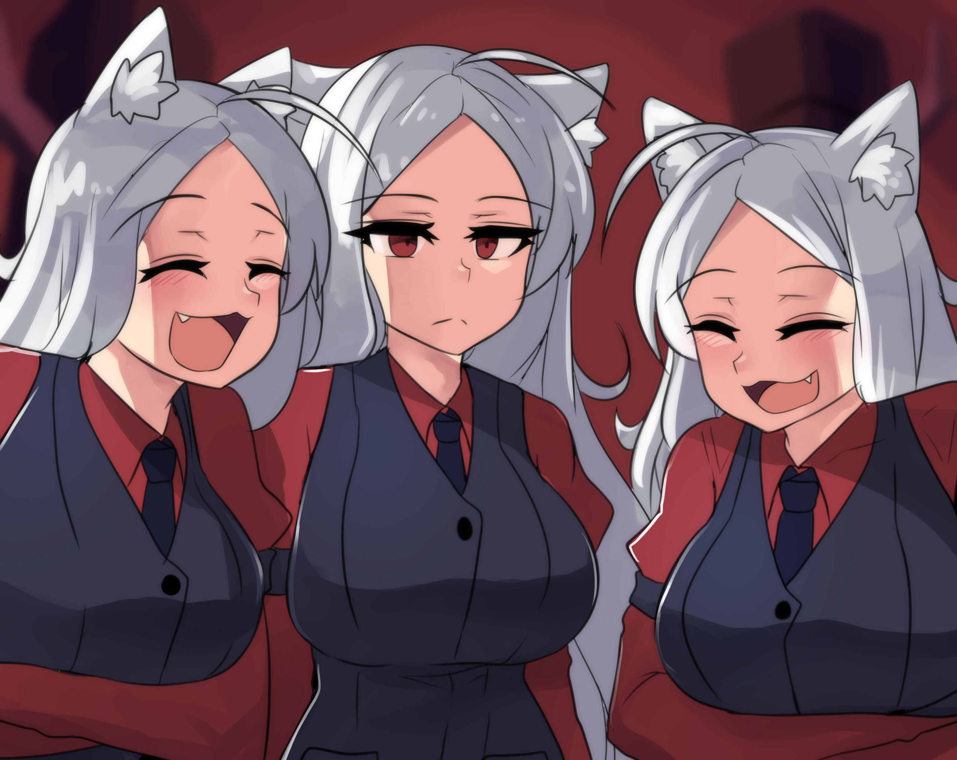 Cerberus from Helltaker with dog ears HD Wallpaper