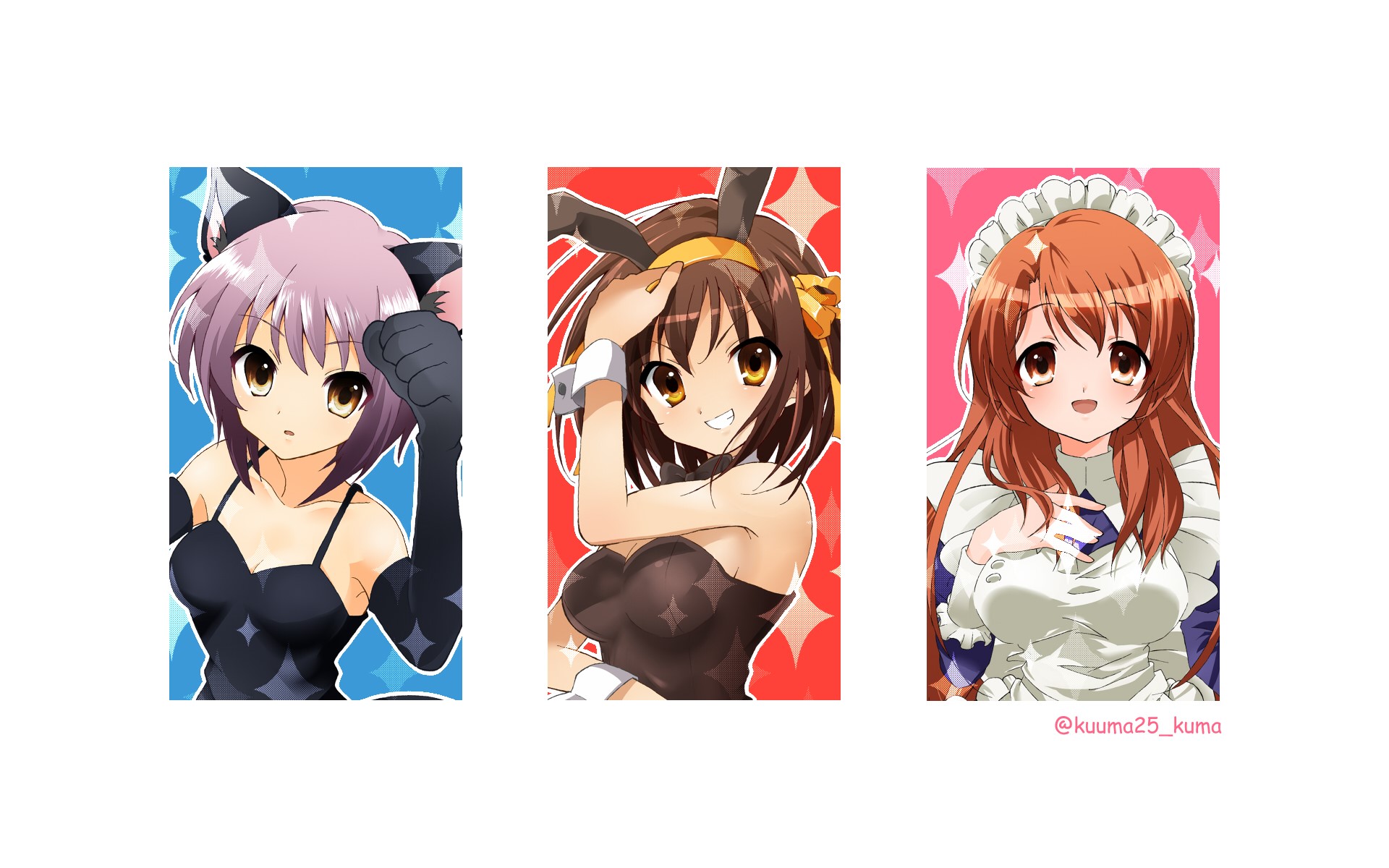 Yuki Nagato, Haruhi Suzumiya, and Mikuru Asahina from The Melancholy of Haruhi Suzumiya HD Wallpaper