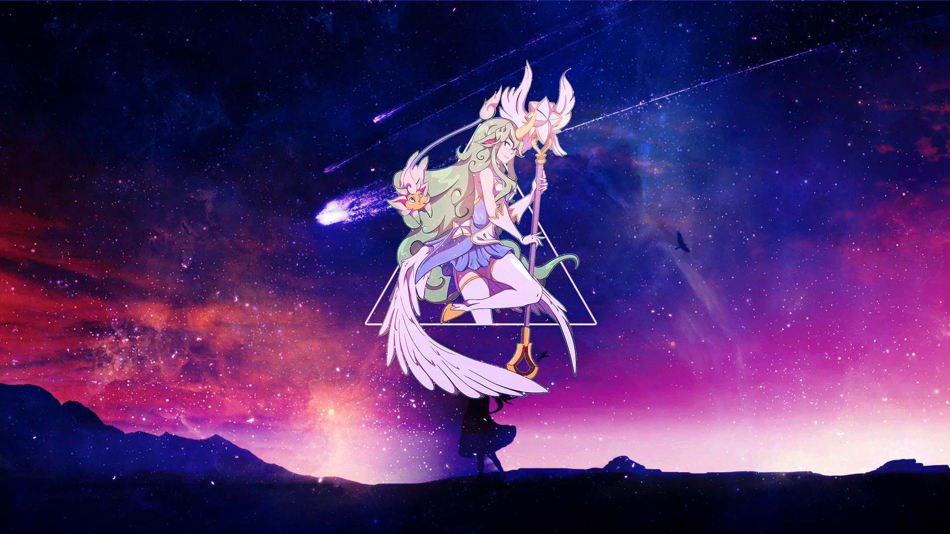 Soraka from League of Legends in a starry sky HD Wallpaper