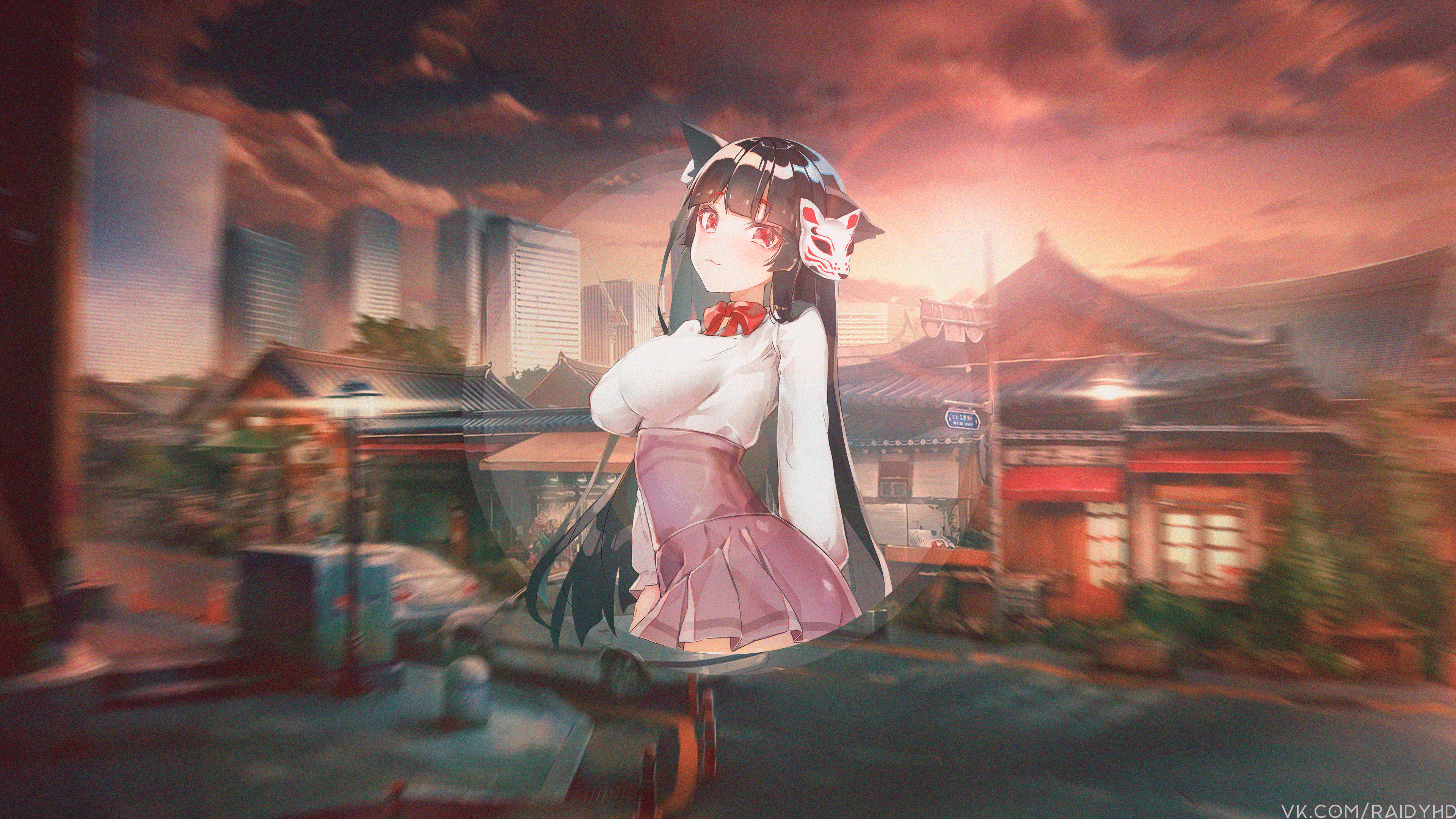 4K Akagi from Azur Lane in Japan at sunset HD Wallpaper