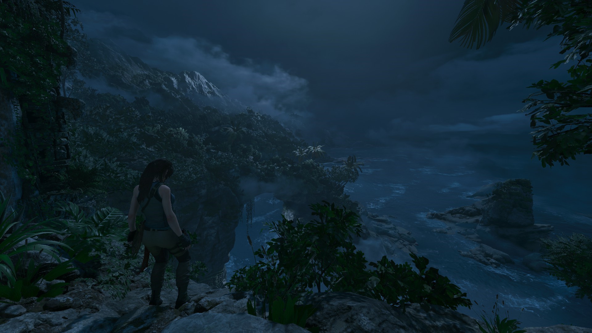 Lara Croft from Shadow of the Tomb Raider at night HD Wallpaper