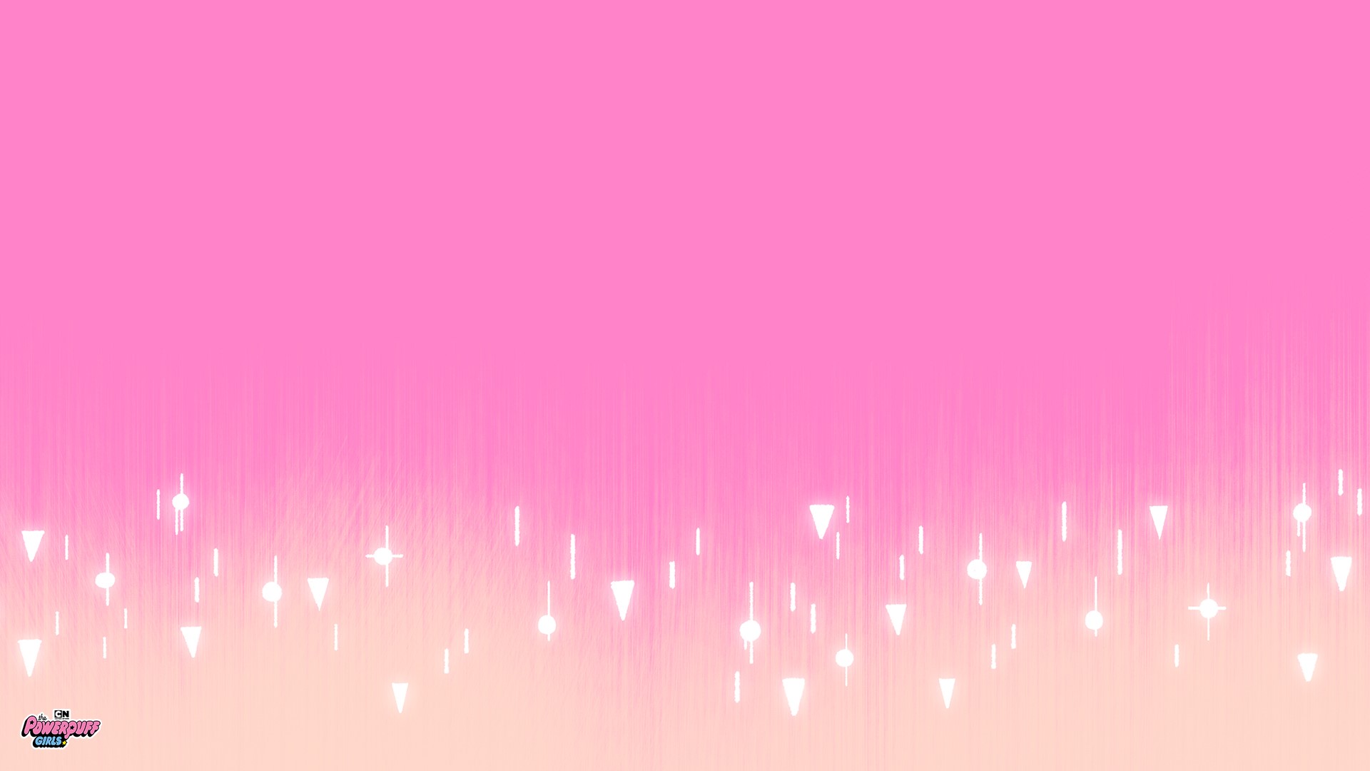 The Powerpuff Girls logo on a pink and orange gradient background HD Wallpaper