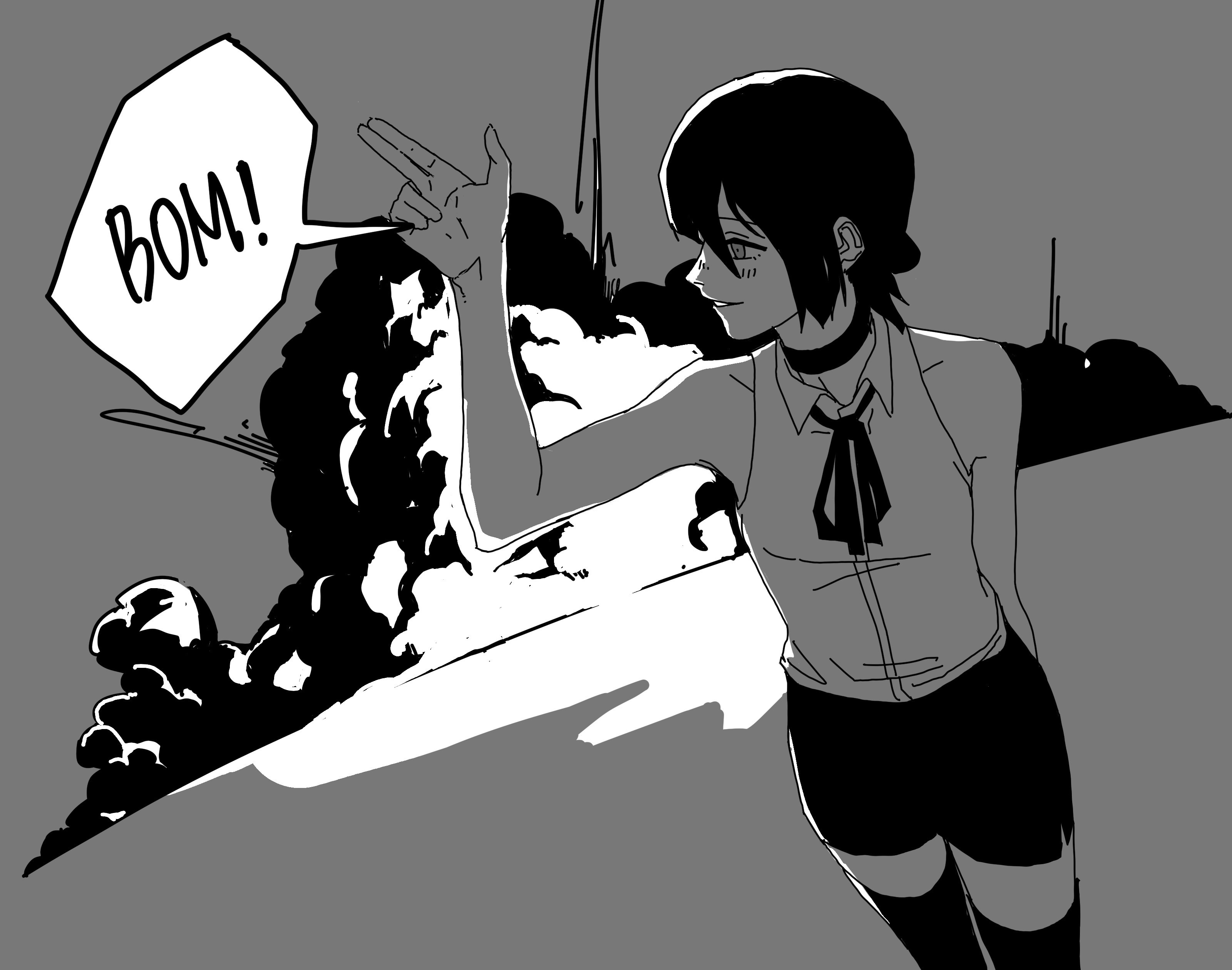 Chainsaw Man anime girl with explosion HD Wallpaper