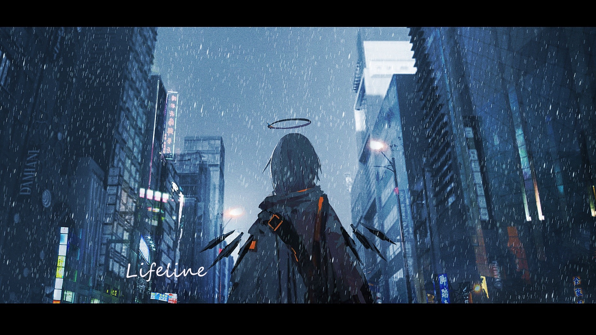 Executor from Arknights in a rainy city HD Wallpaper