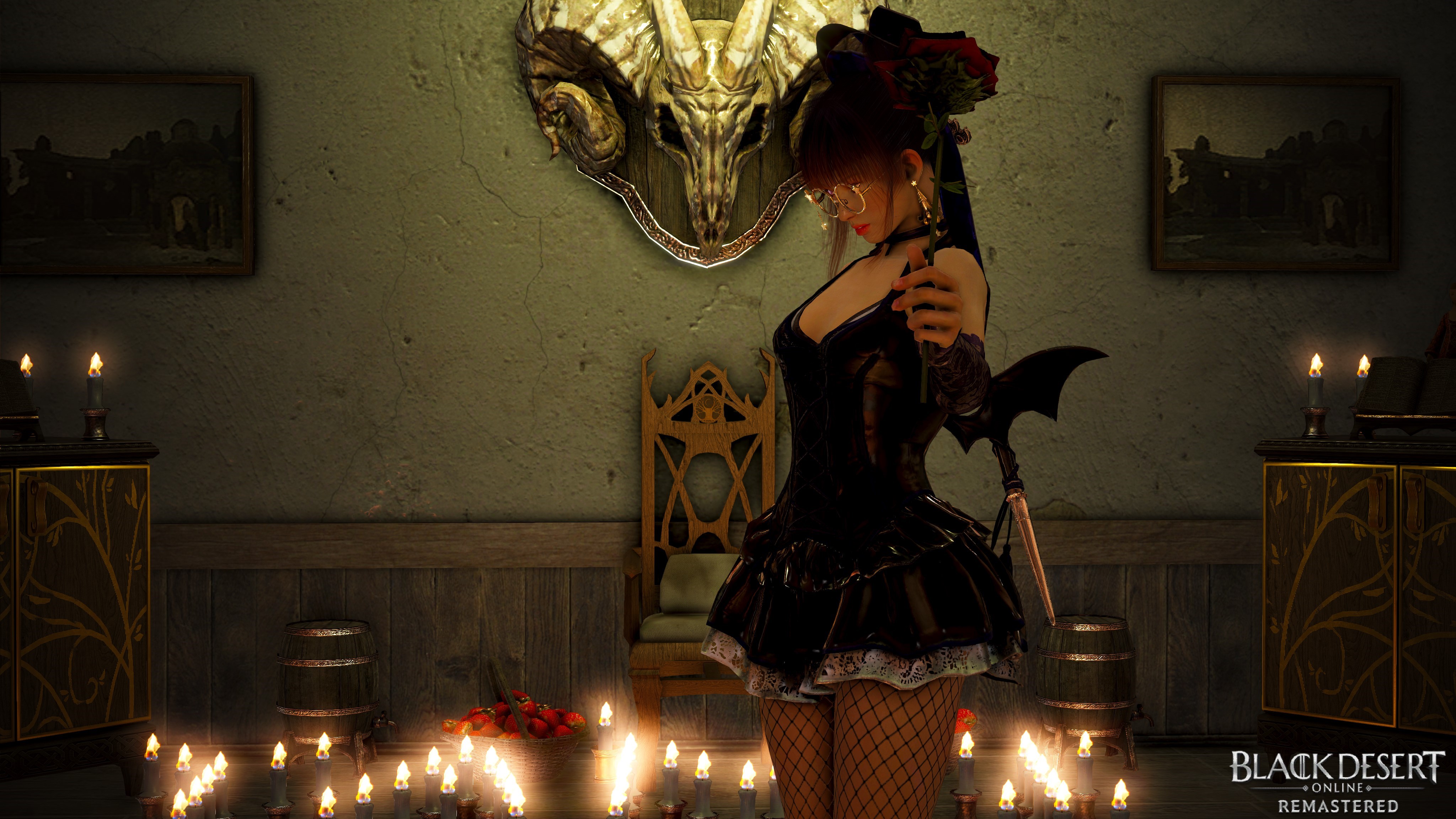 Fantasy girl in black corset from Black Desert Online HD Wallpaper
