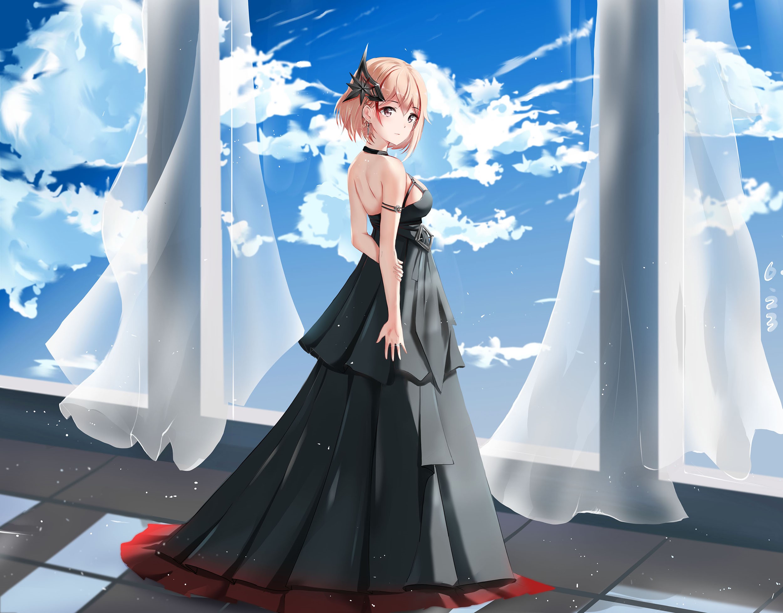 Roon from Azur Lane in a black dress HD Wallpaper