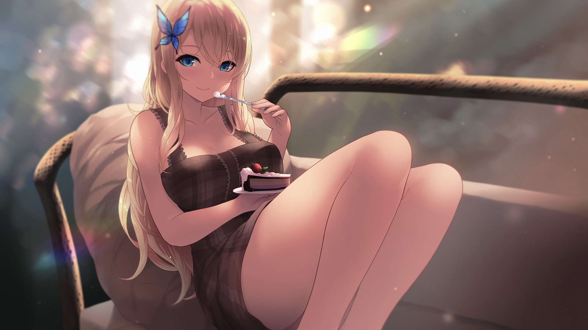 Kashiwazaki Sena from Boku wa Tomodachi ga Sukunai eating cake HD Wallpaper