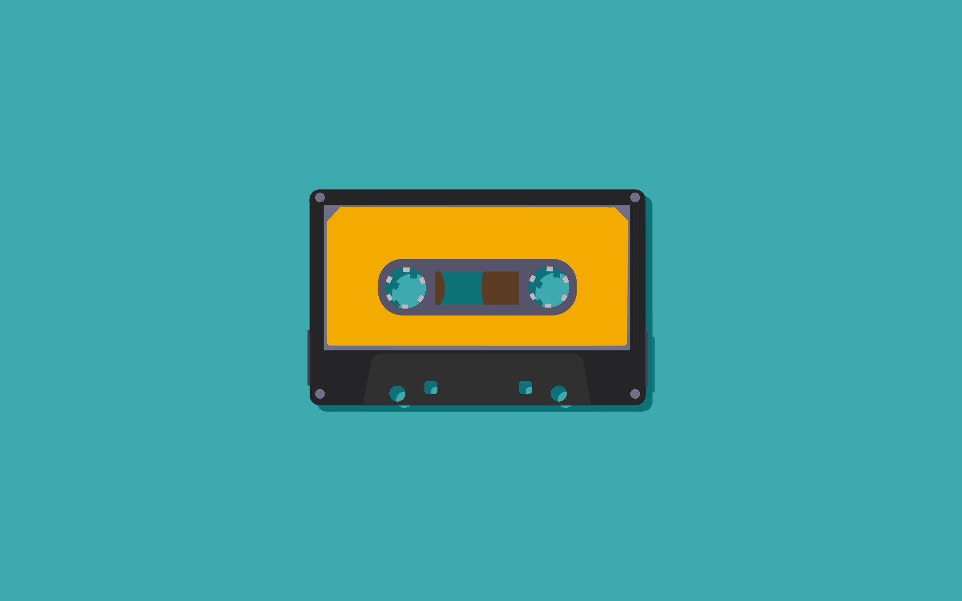 Minimalist illustration of a yellow cassette tape HD Wallpaper