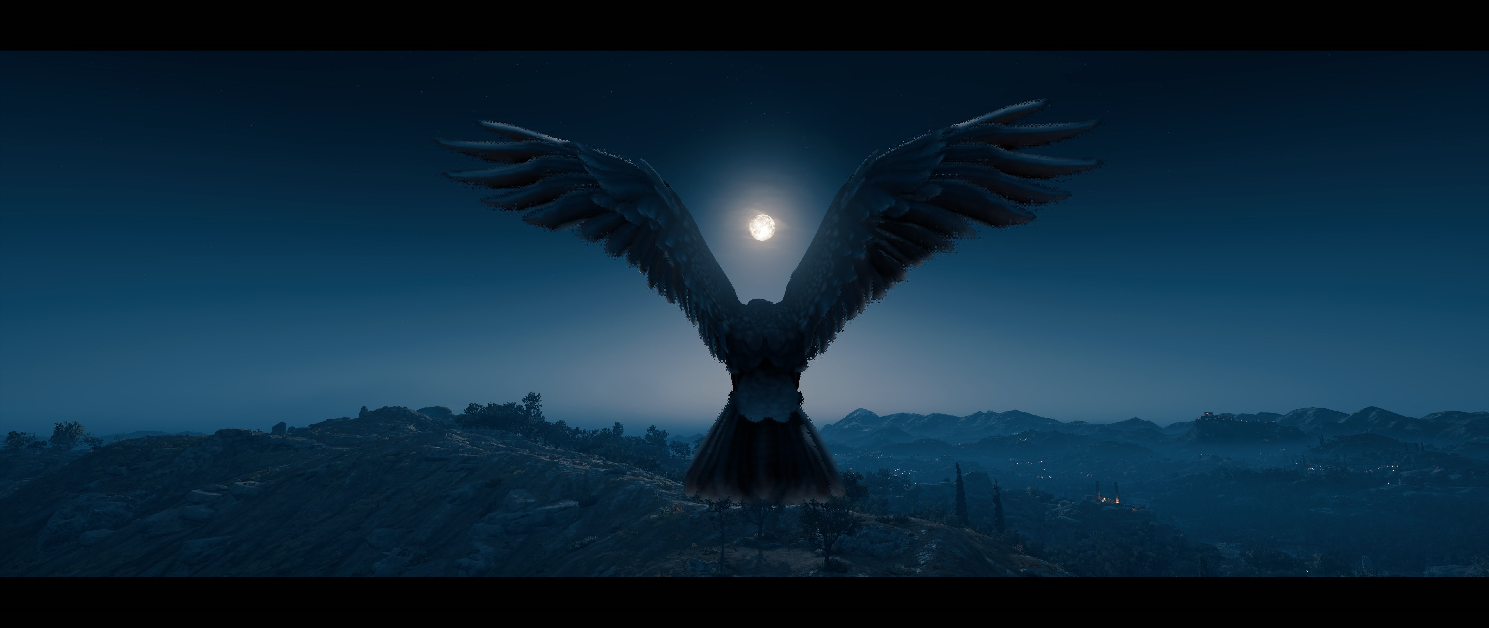 4K Assassins Creed Odyssey Eagle Moonlight HD Wallpaper