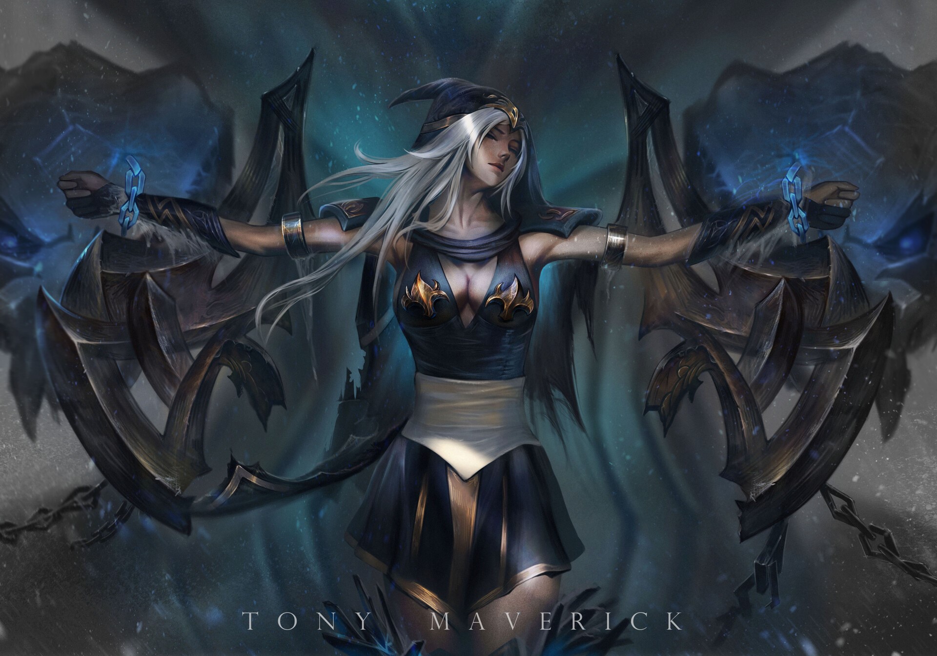 Ashe from League of Legends with chains HD Wallpaper