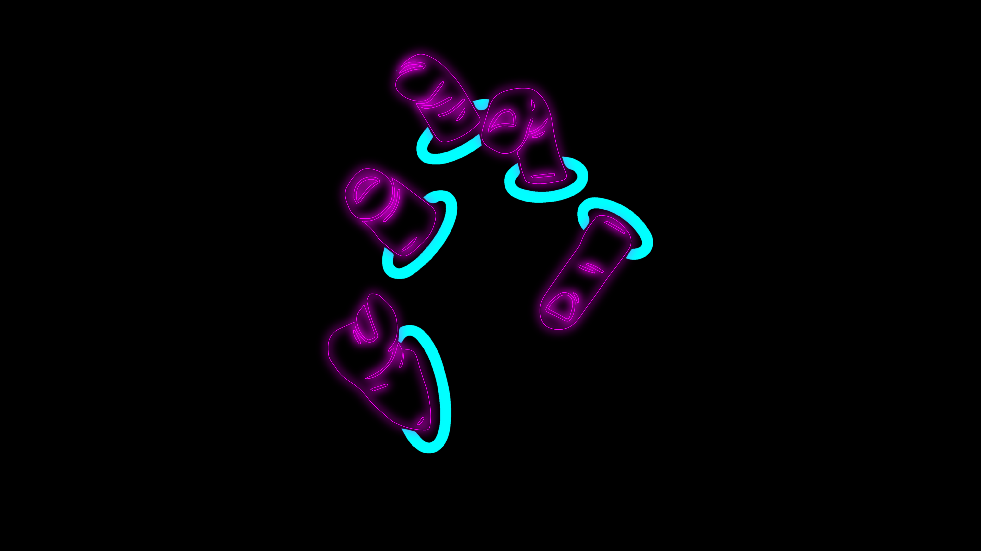 Neon fingers emerging from darkness HD Wallpaper