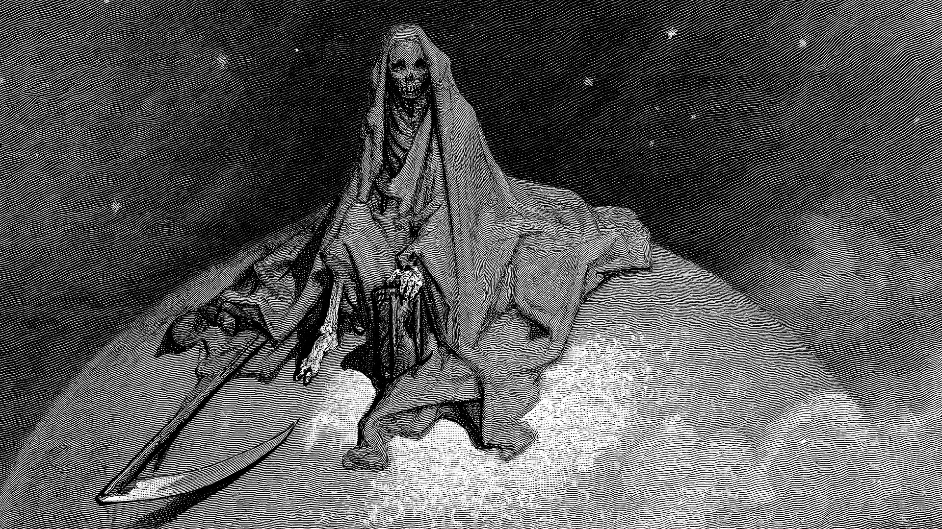 Death sitting on the Earth, illustration by Gustave Doré HD Wallpaper