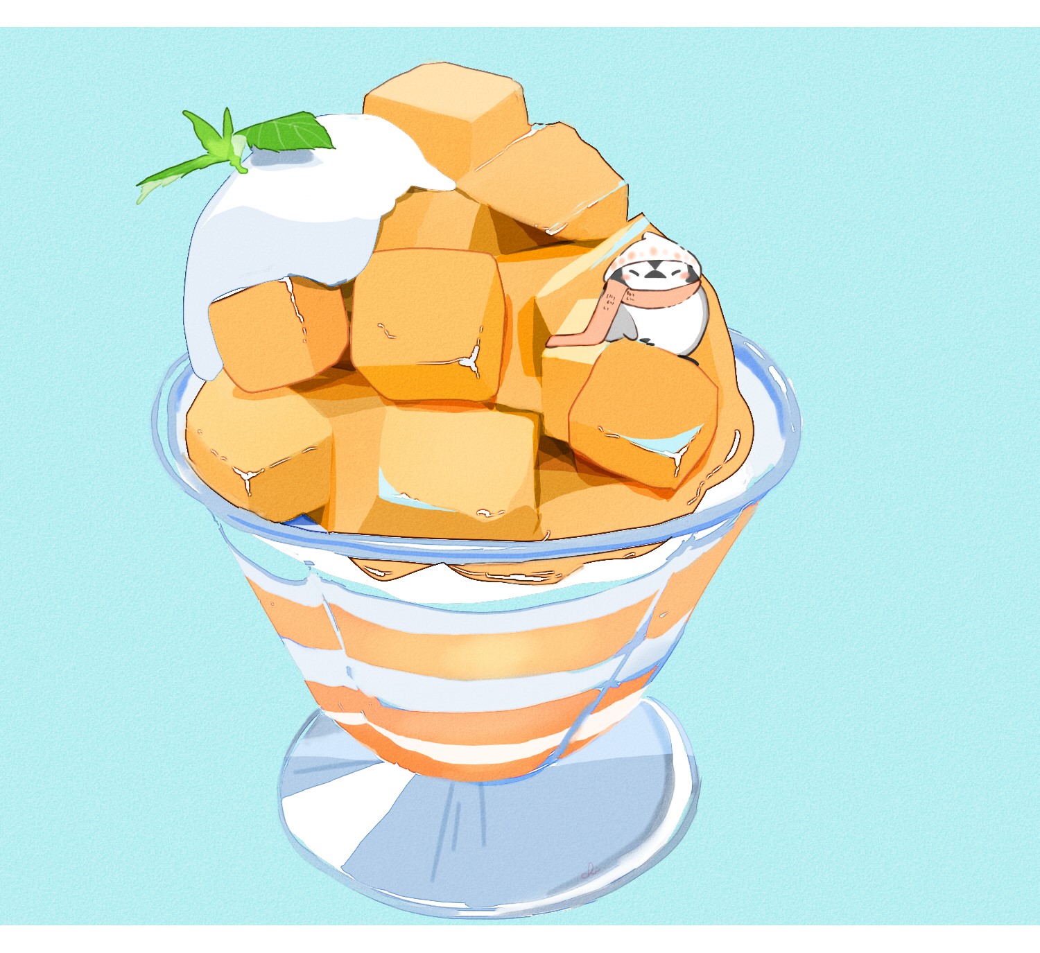 Penguin in a mango parfait HD Wallpaper