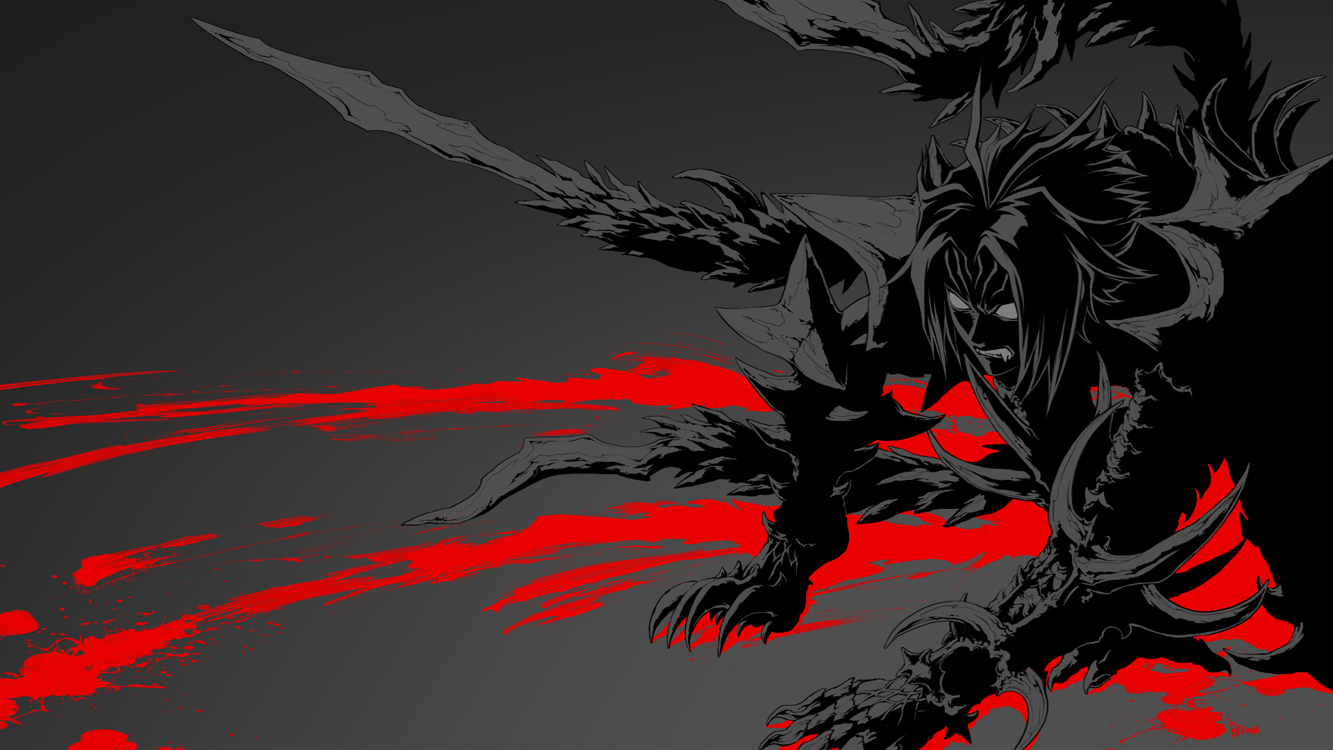 Haseo from .hack//G.U. with blood splatters HD Wallpaper