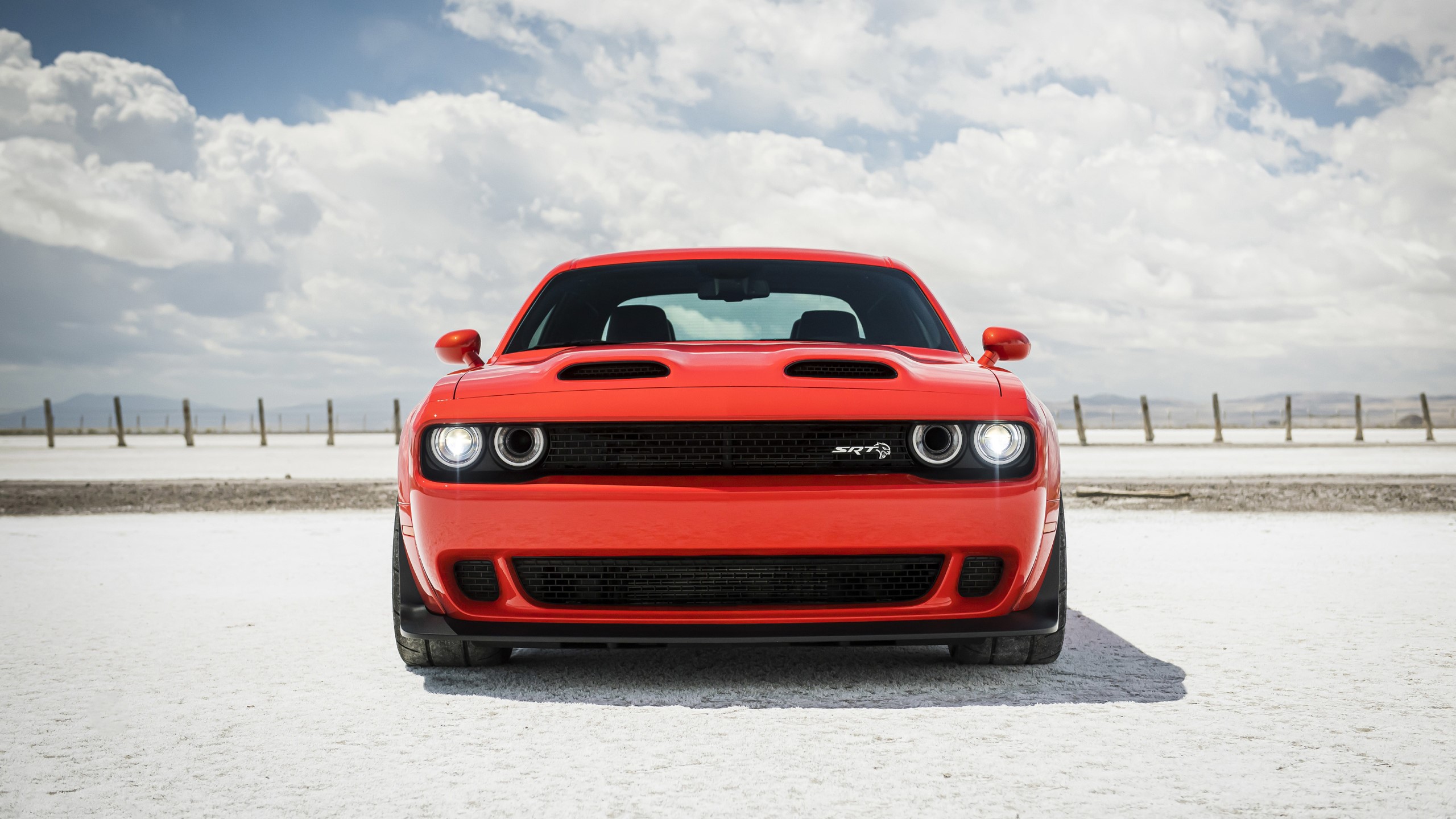 Red Dodge Challenger SRT Hellcat Muscle Car HD Wallpaper