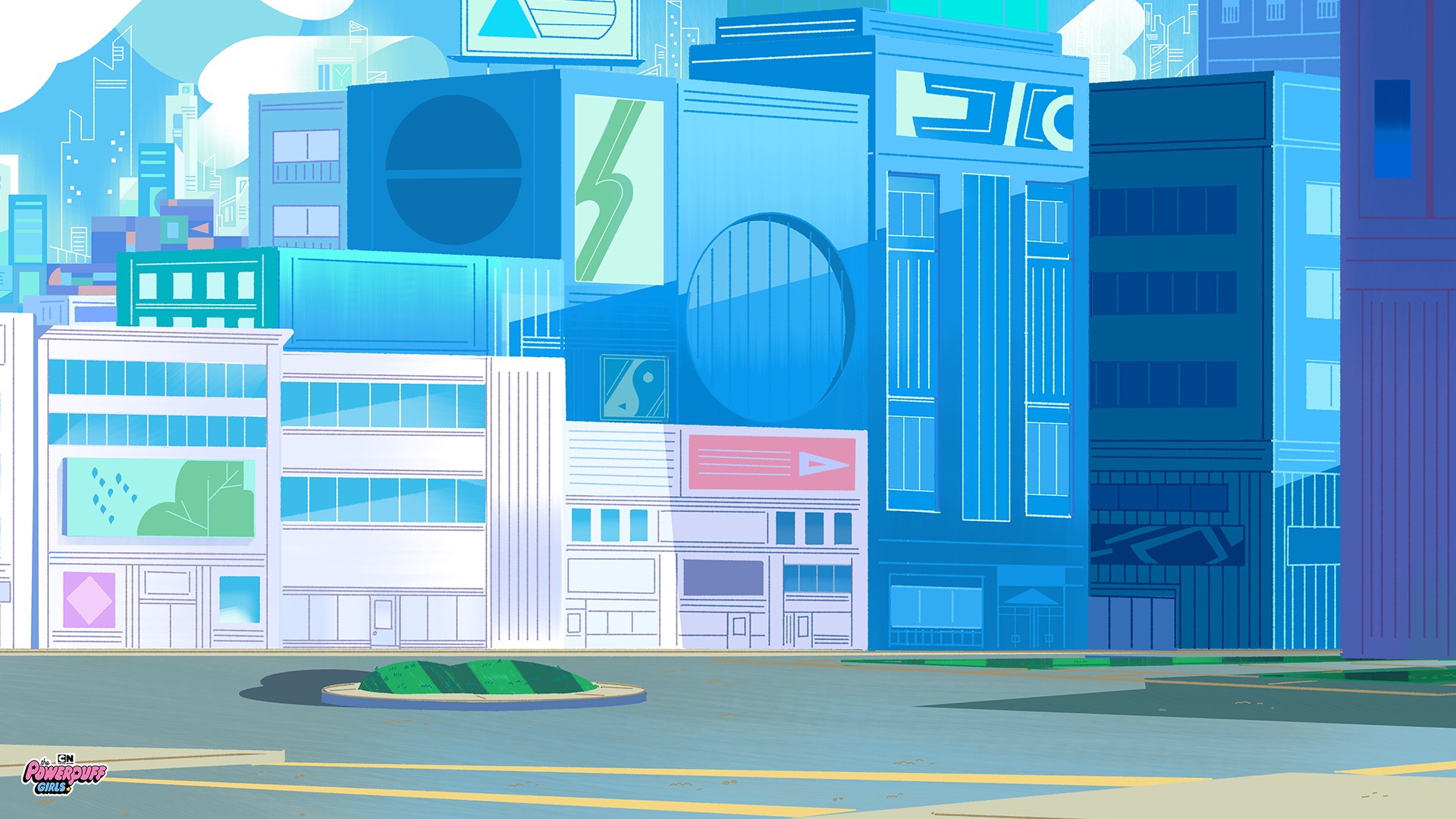 Powerpuff Girls Cartoon Network City Buildings HD Wallpaper