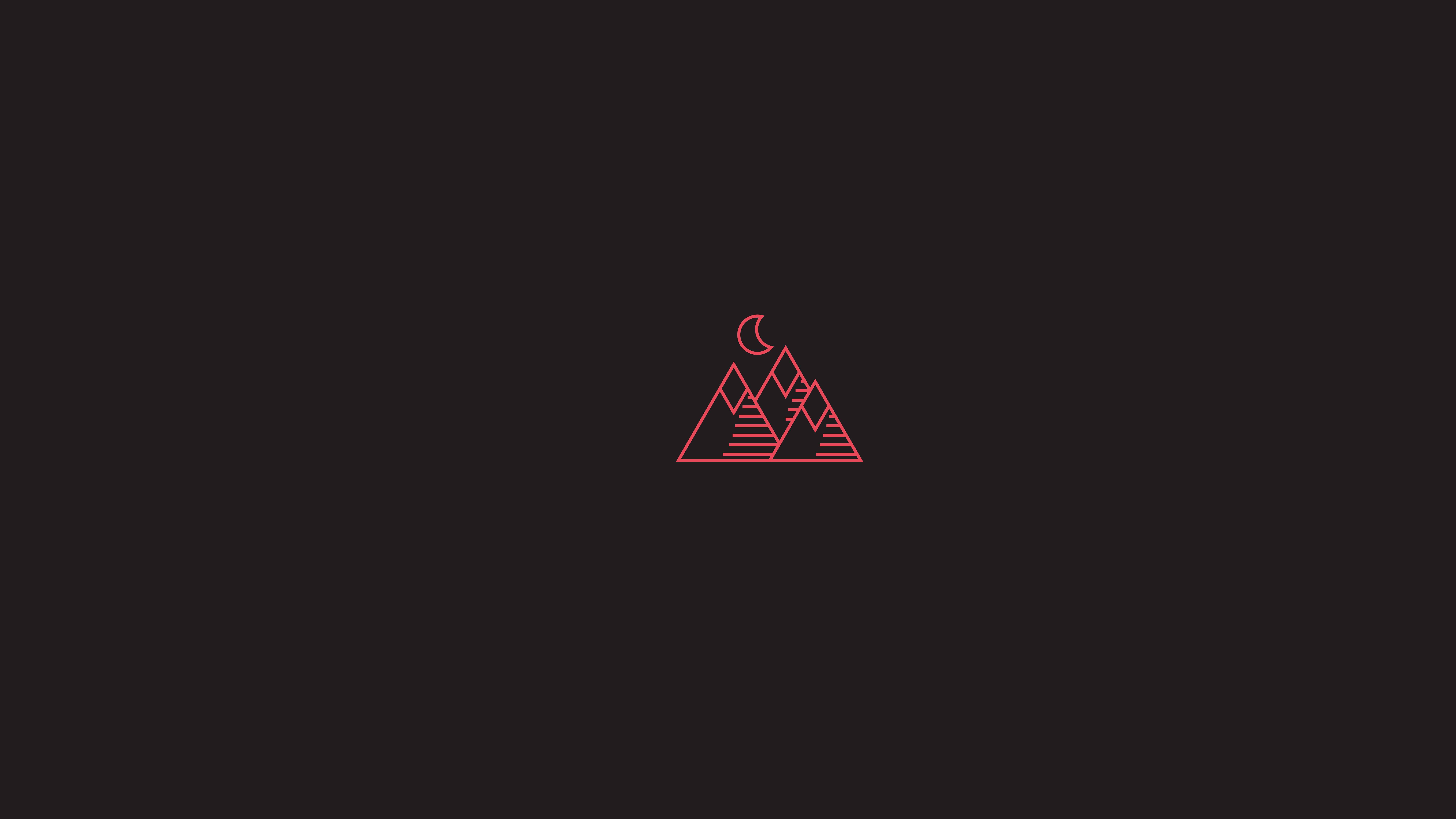 Minimalist Red Mountains and Moon HD Wallpaper
