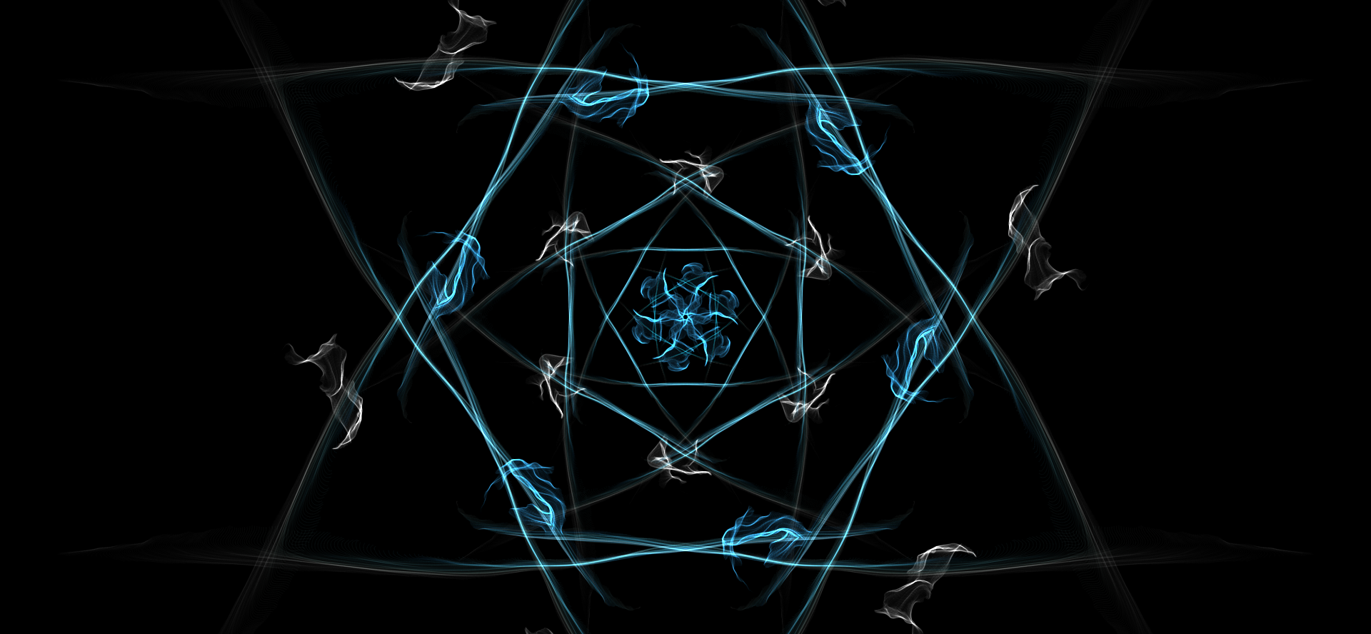 Abstract digital art with blue and white lines on black background HD Wallpaper