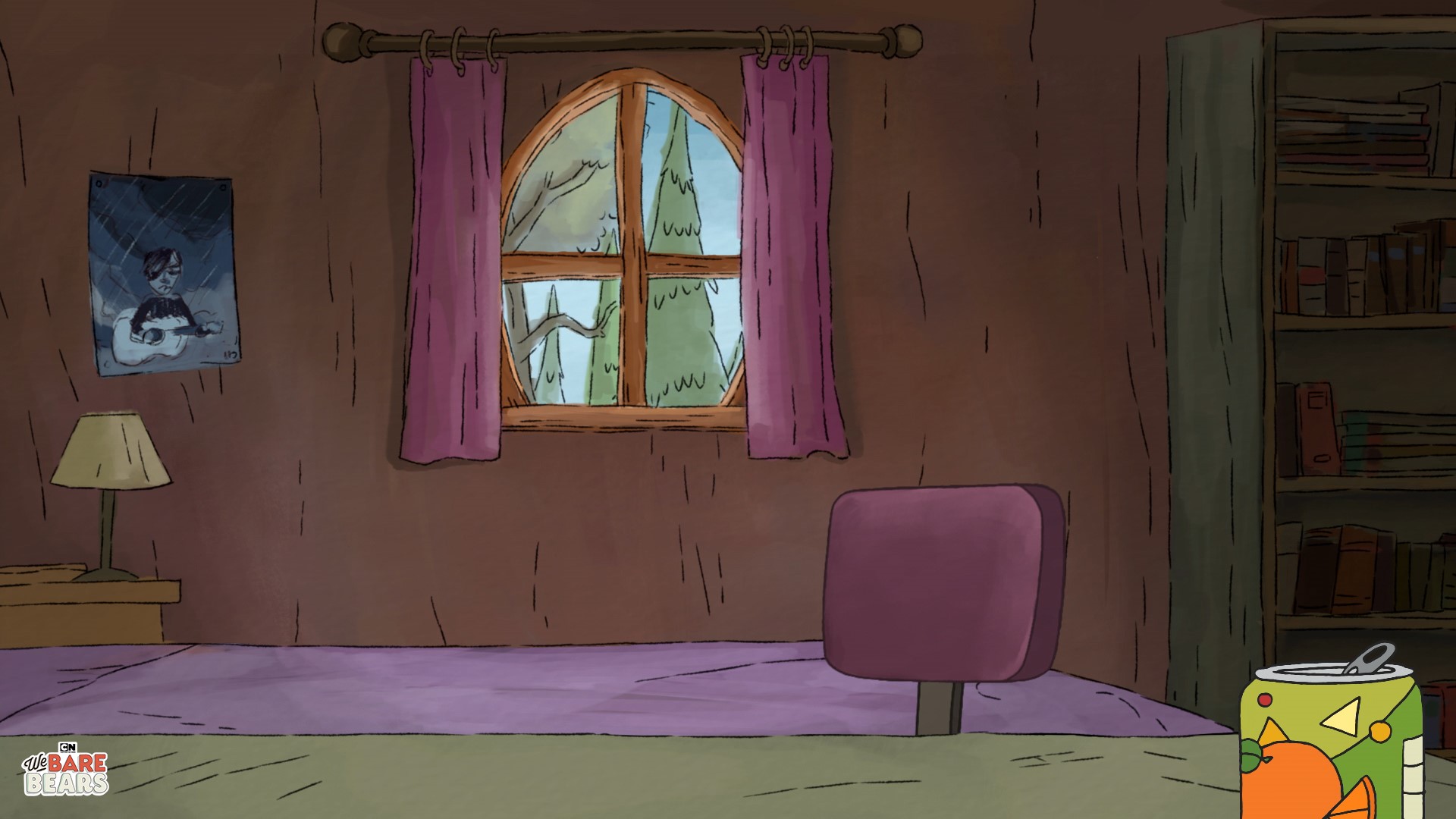 We Bare Bears room interior with window and bookshelf HD Wallpaper
