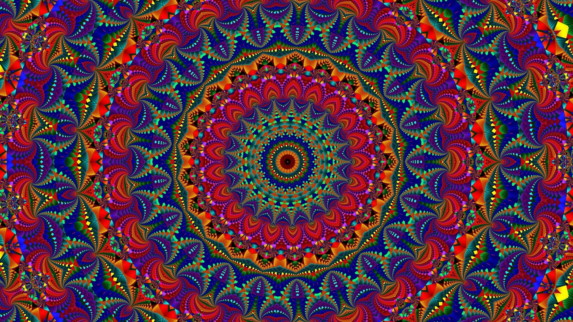 Colorful fractal mandala pattern HD Wallpaper