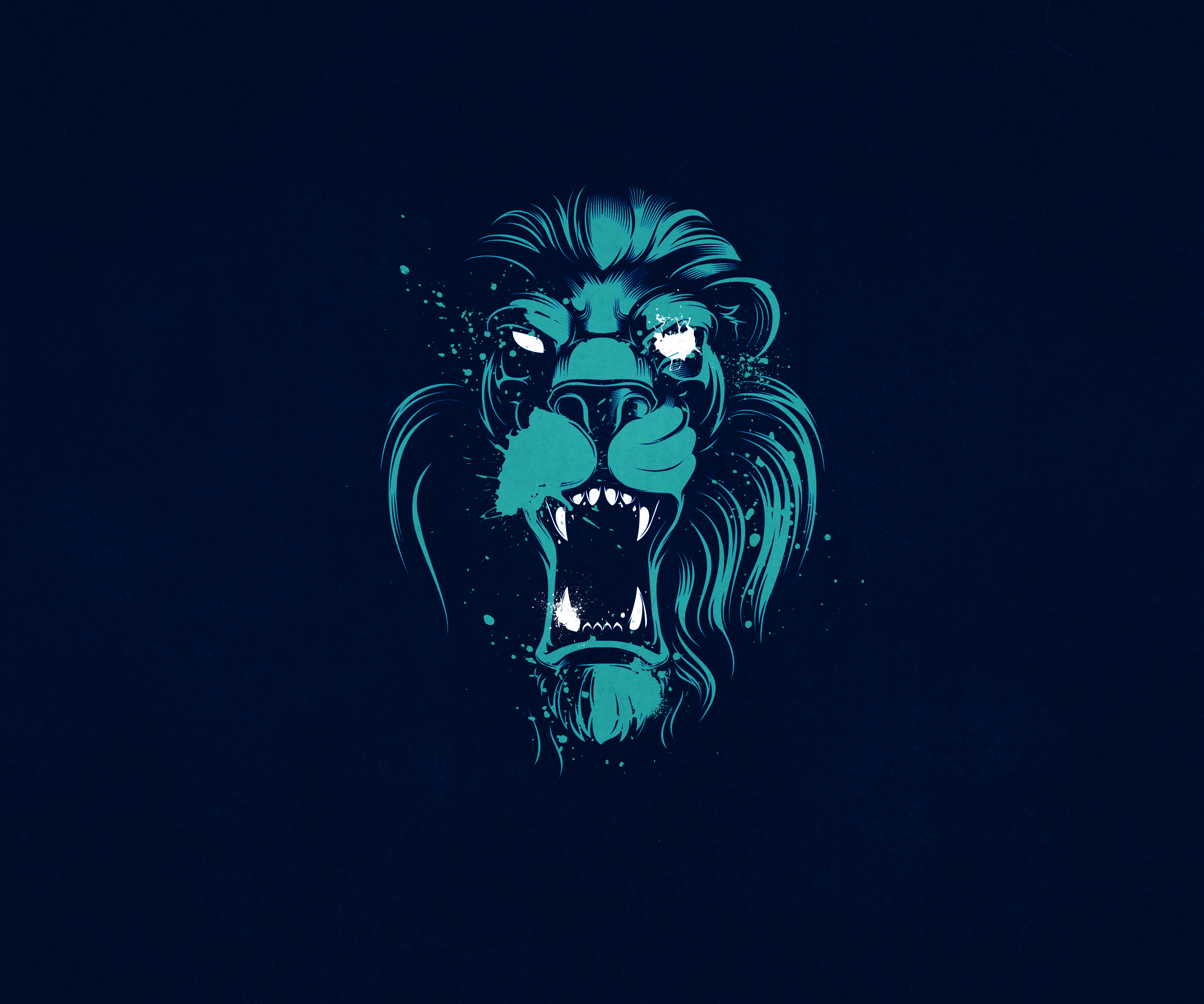 Digital art of a roaring lion head HD Wallpaper