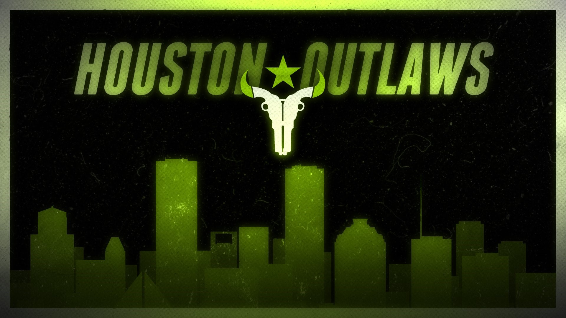 Houston Outlaws Overwatch League logo with skyline HD Wallpaper