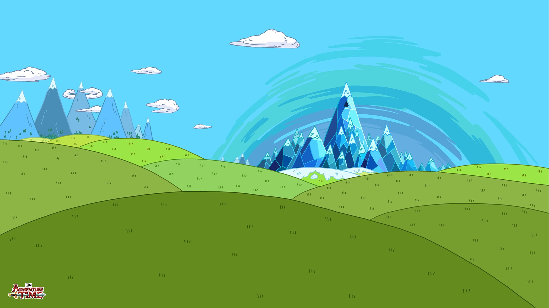 Adventure Time landscape with ice mountains HD Wallpaper