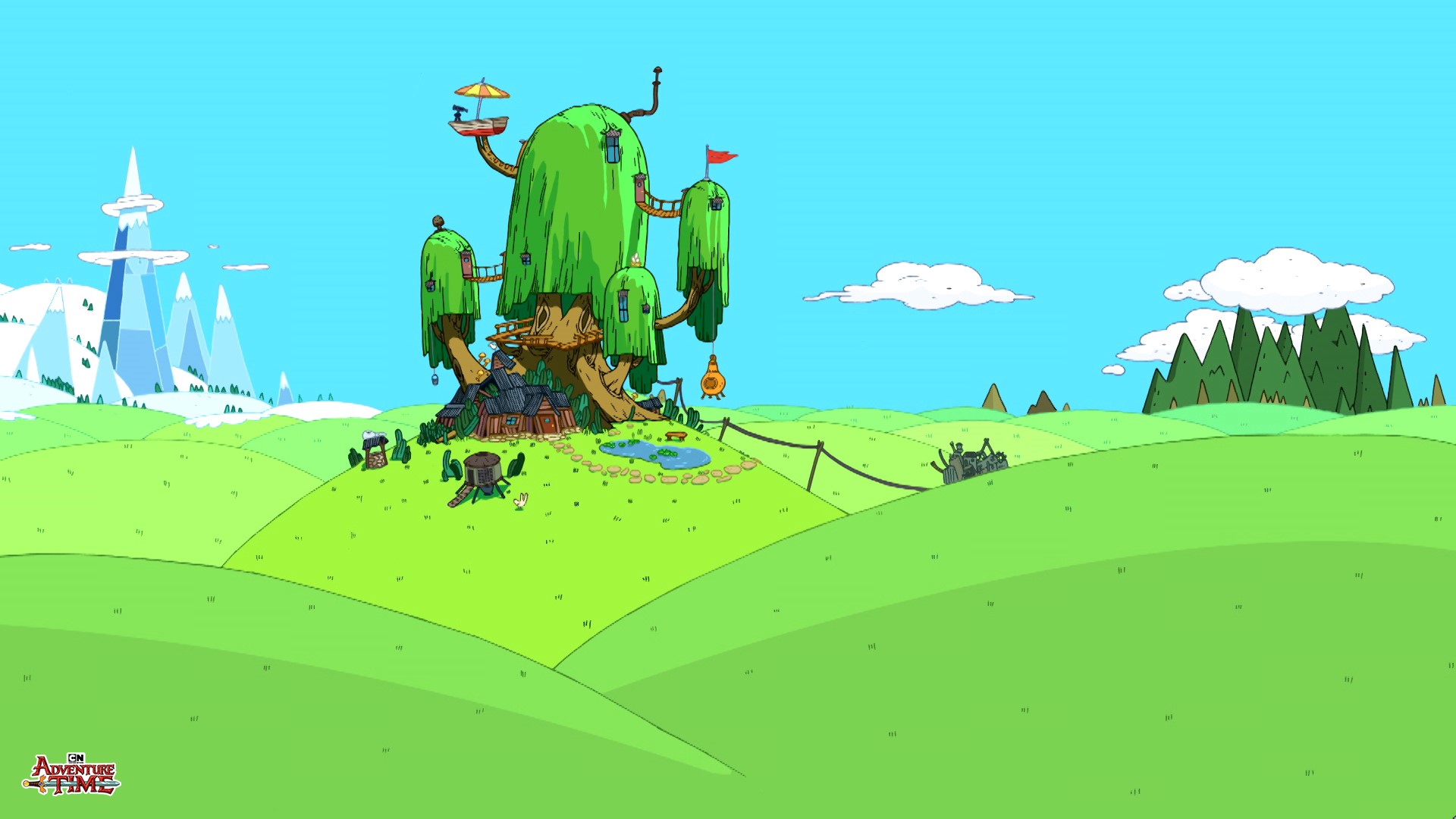 Adventure Time Tree House Landscape HD Wallpaper