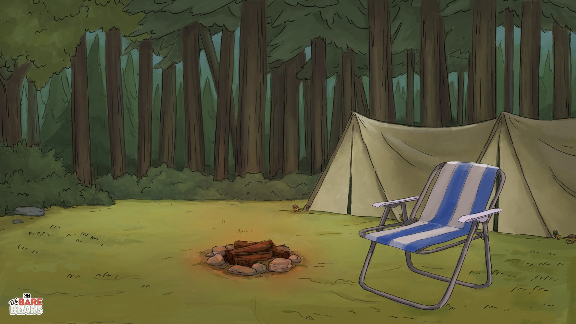 Camping scene from We Bare Bears HD Wallpaper