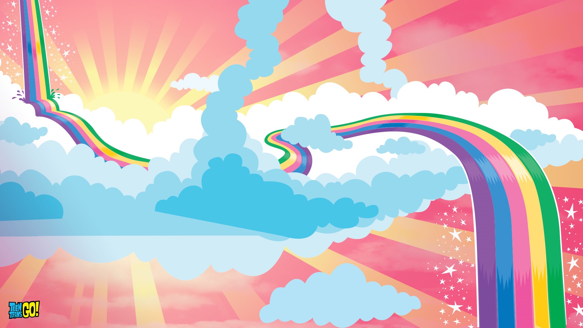 Teen Titans Go! Rainbow Slide in the Clouds HD Wallpaper