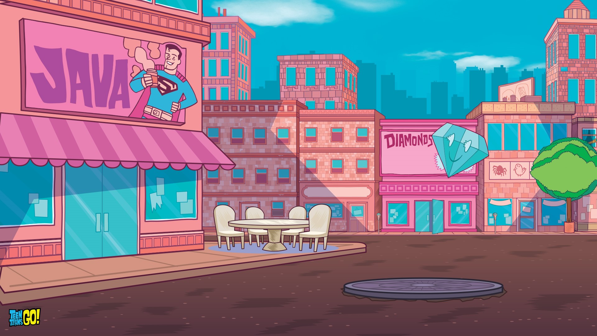 Superman at Java Cafe in Teen Titans Go! style HD Wallpaper