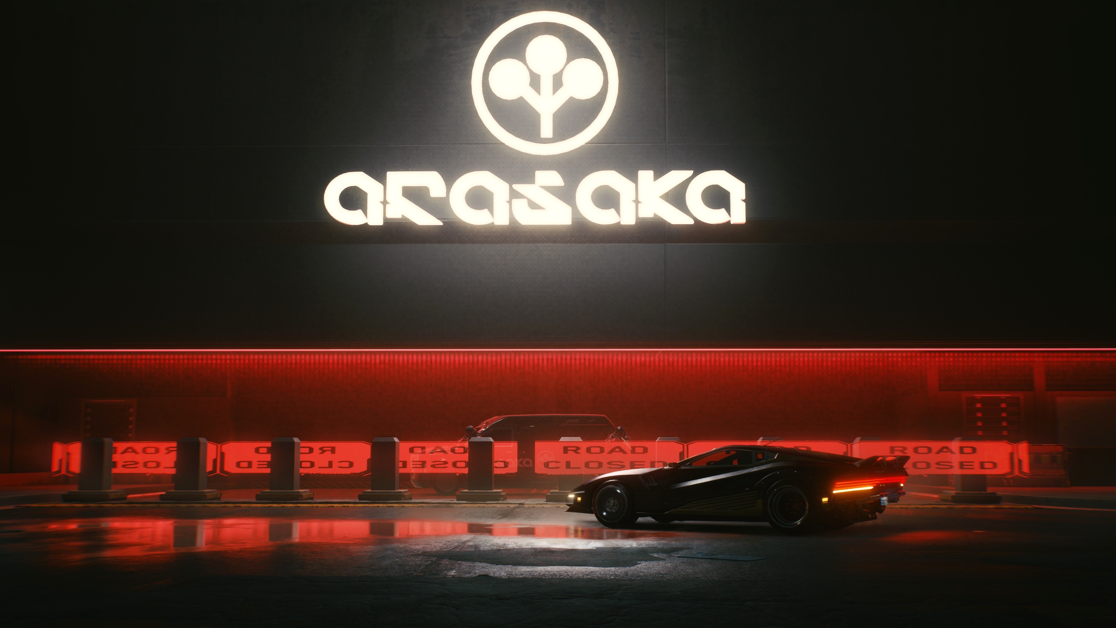 Cyberpunk 2077 Arasaka logo and car HD Wallpaper