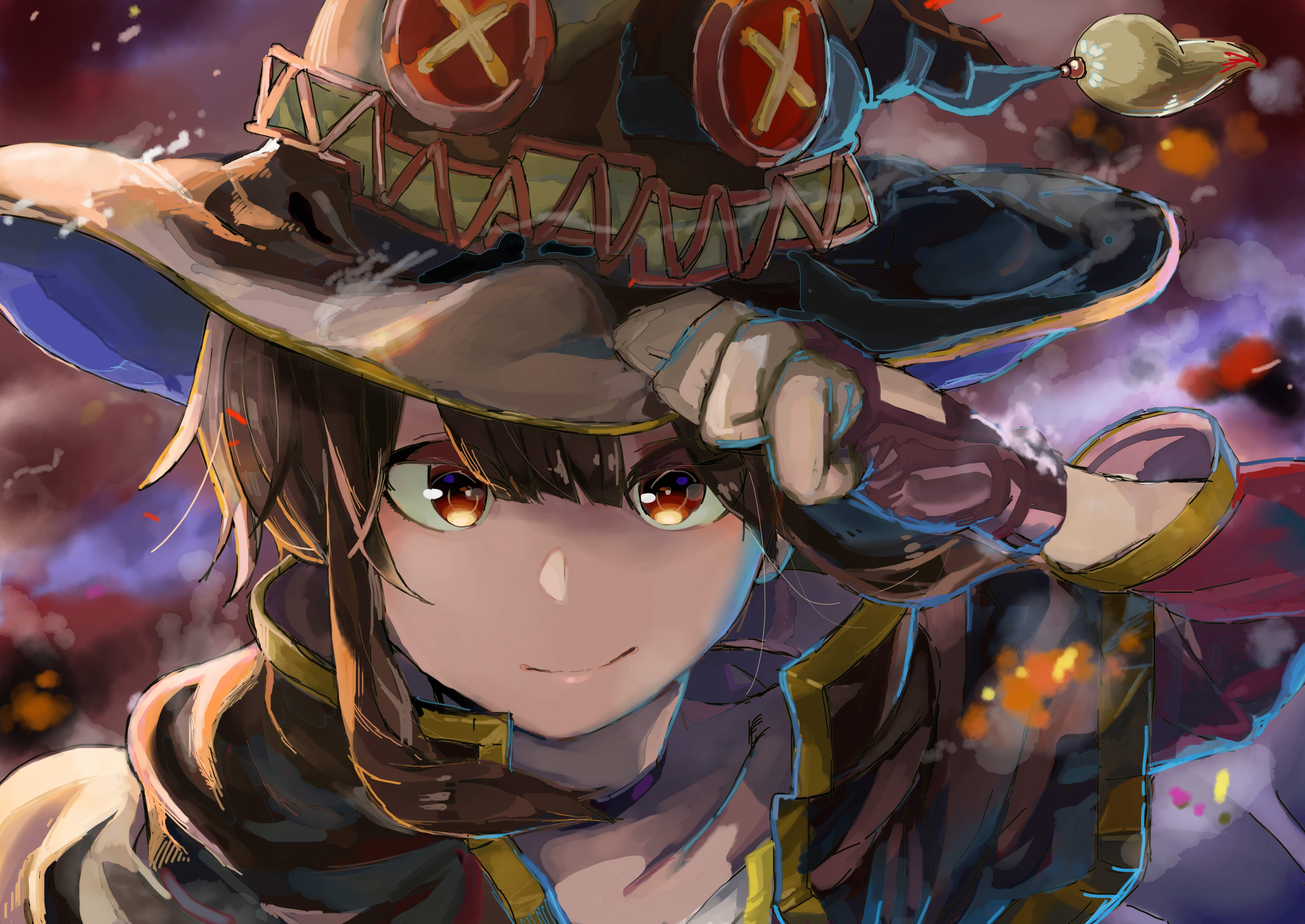 Megumin from KonoSuba in Witch Hat HD Wallpaper