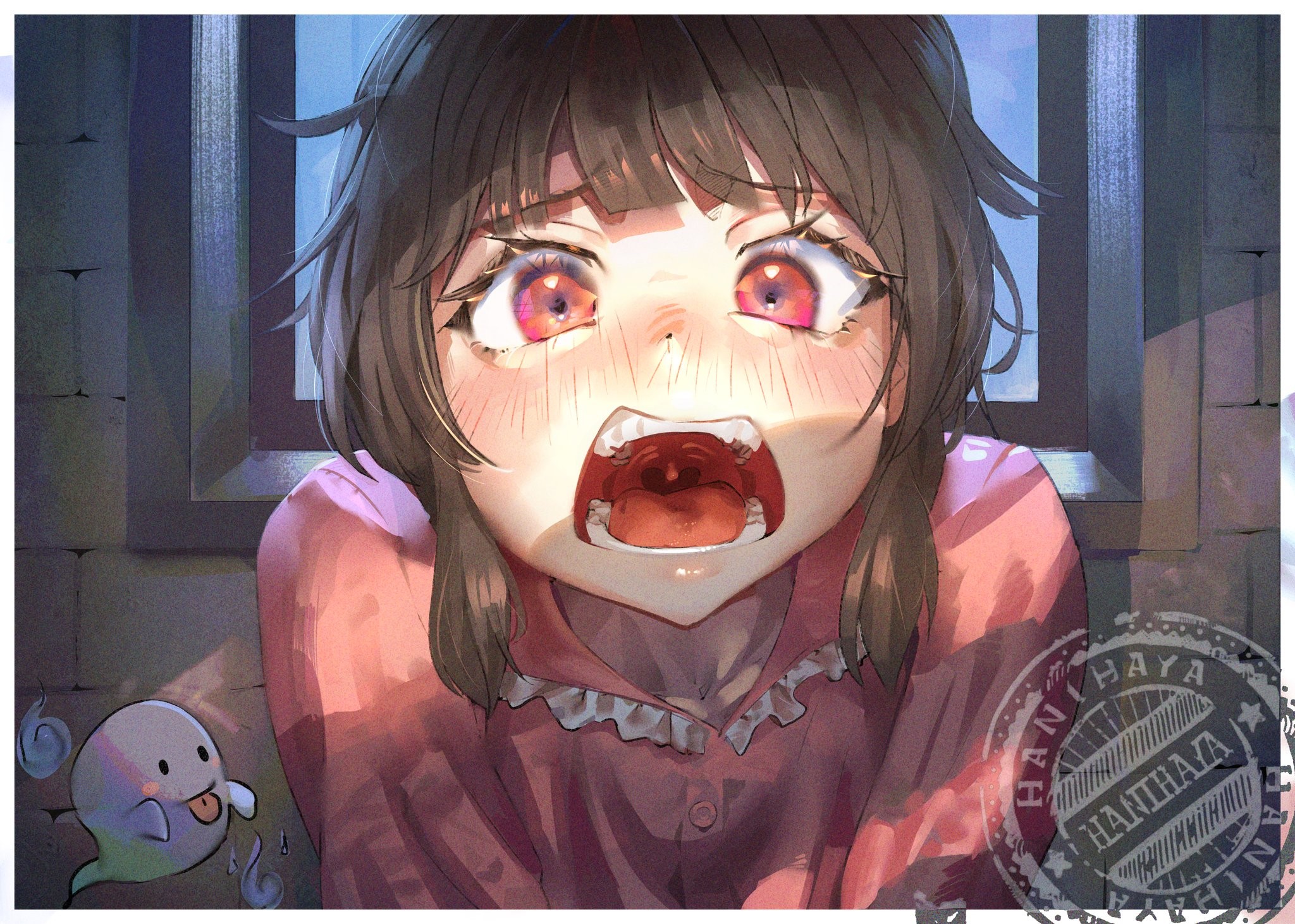 Megumin from KonoSuba in pajamas with a ghost HD Wallpaper