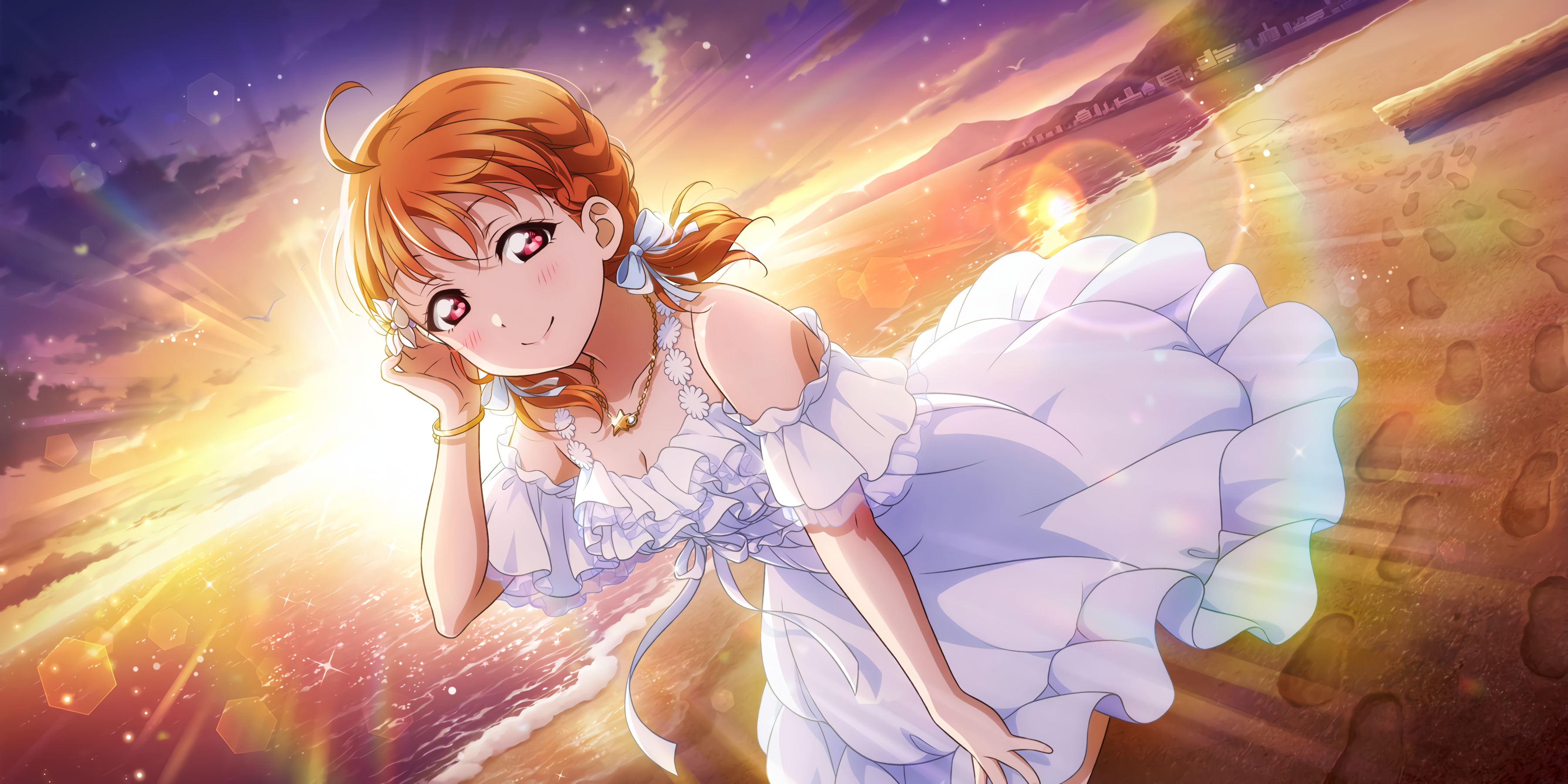 Takami Chika from Love Live! Sunshine!! on a beach HD Wallpaper