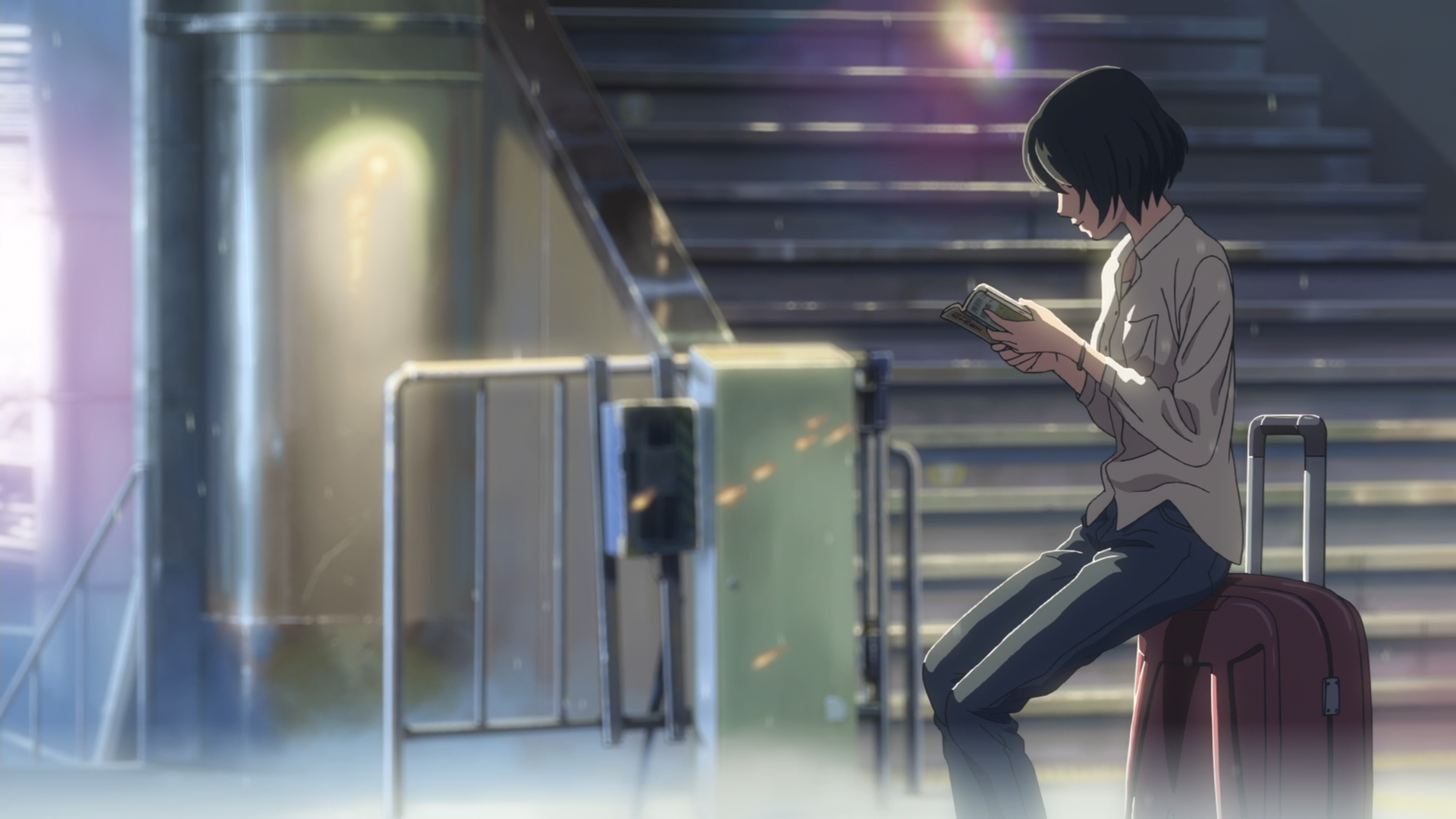 Girl reading a book from The Garden of Words HD Wallpaper