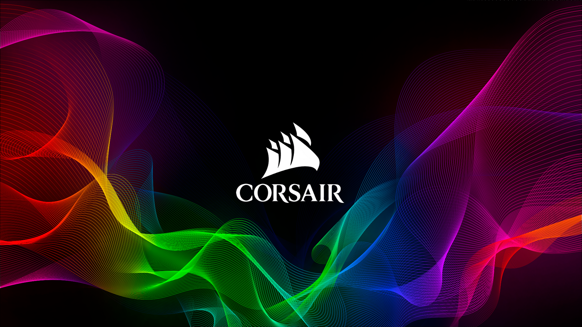 Corsair logo with colorful abstract waves HD Wallpaper