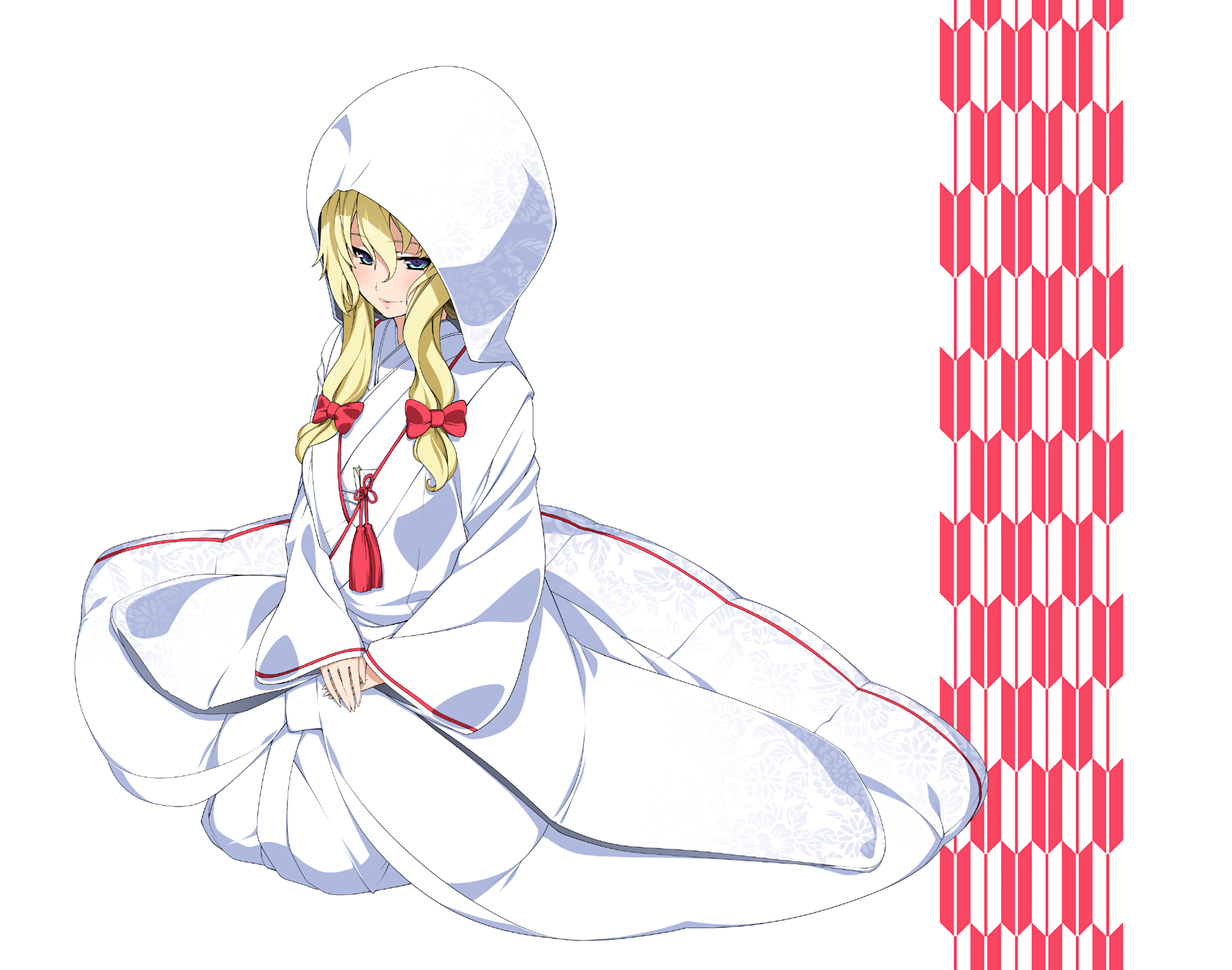 Yakumo Yukari from Touhou in a white kimono HD Wallpaper