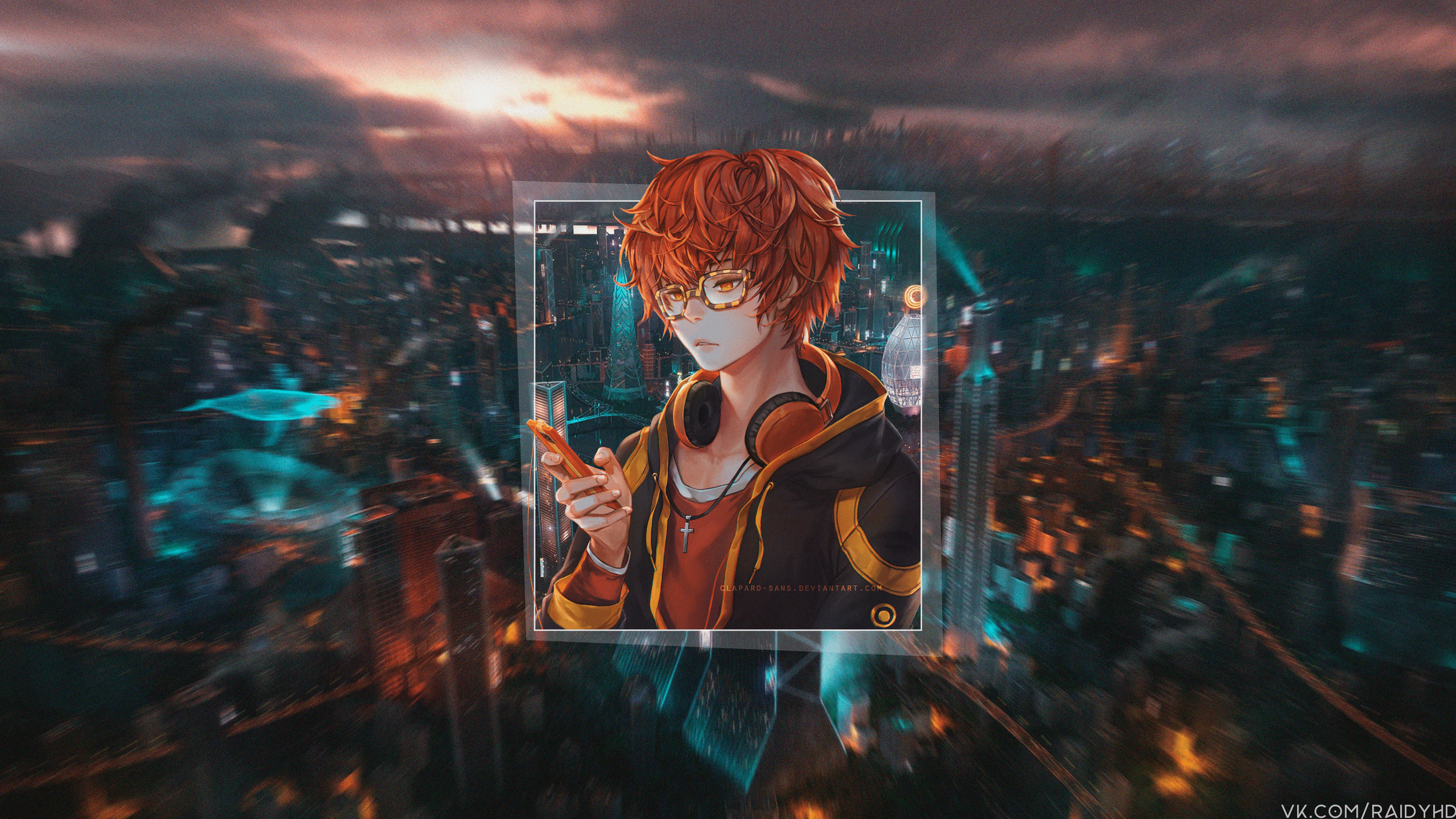 707 from Mystic Messenger in a city HD Wallpaper