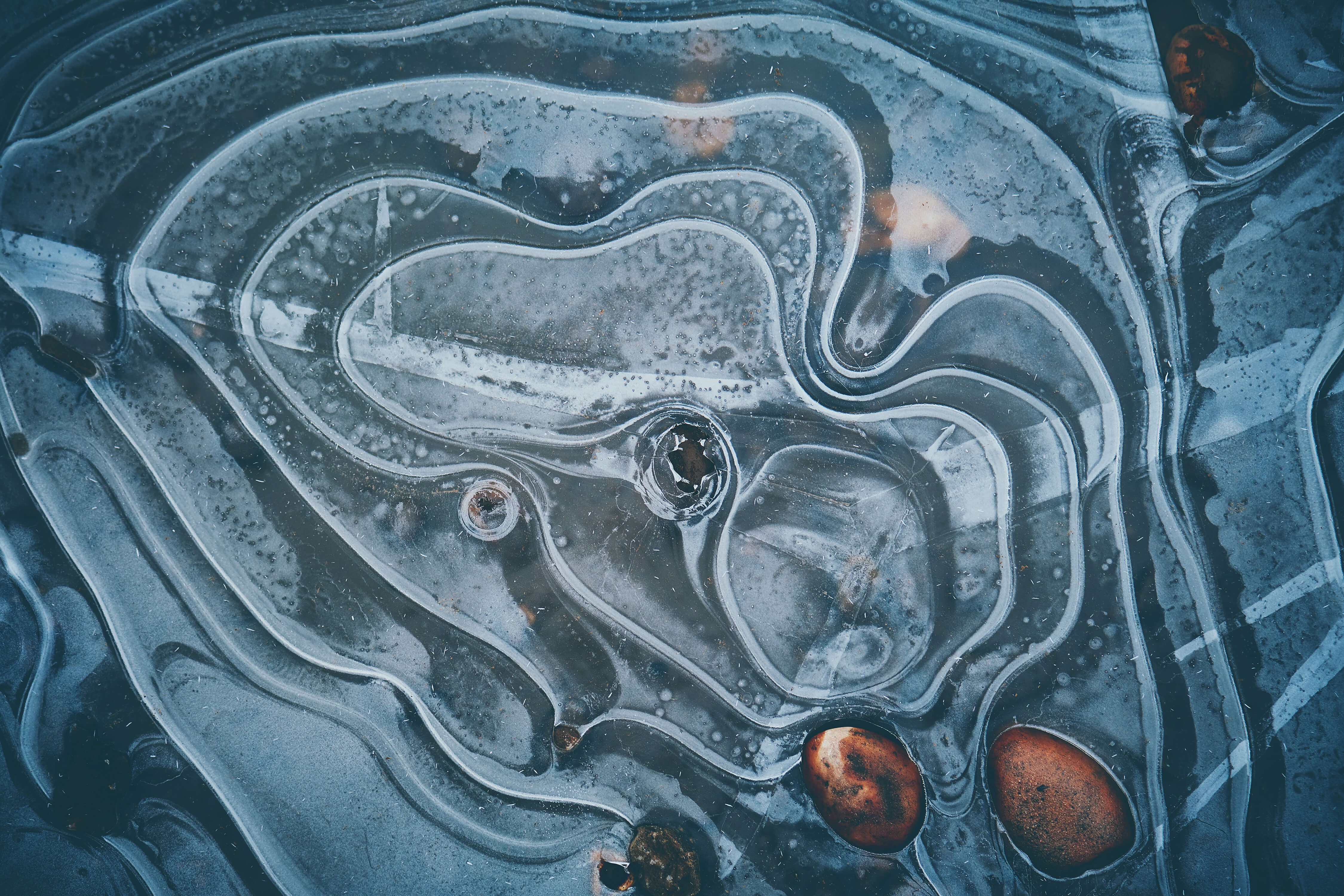 Abstract ice patterns with stones HD Wallpaper