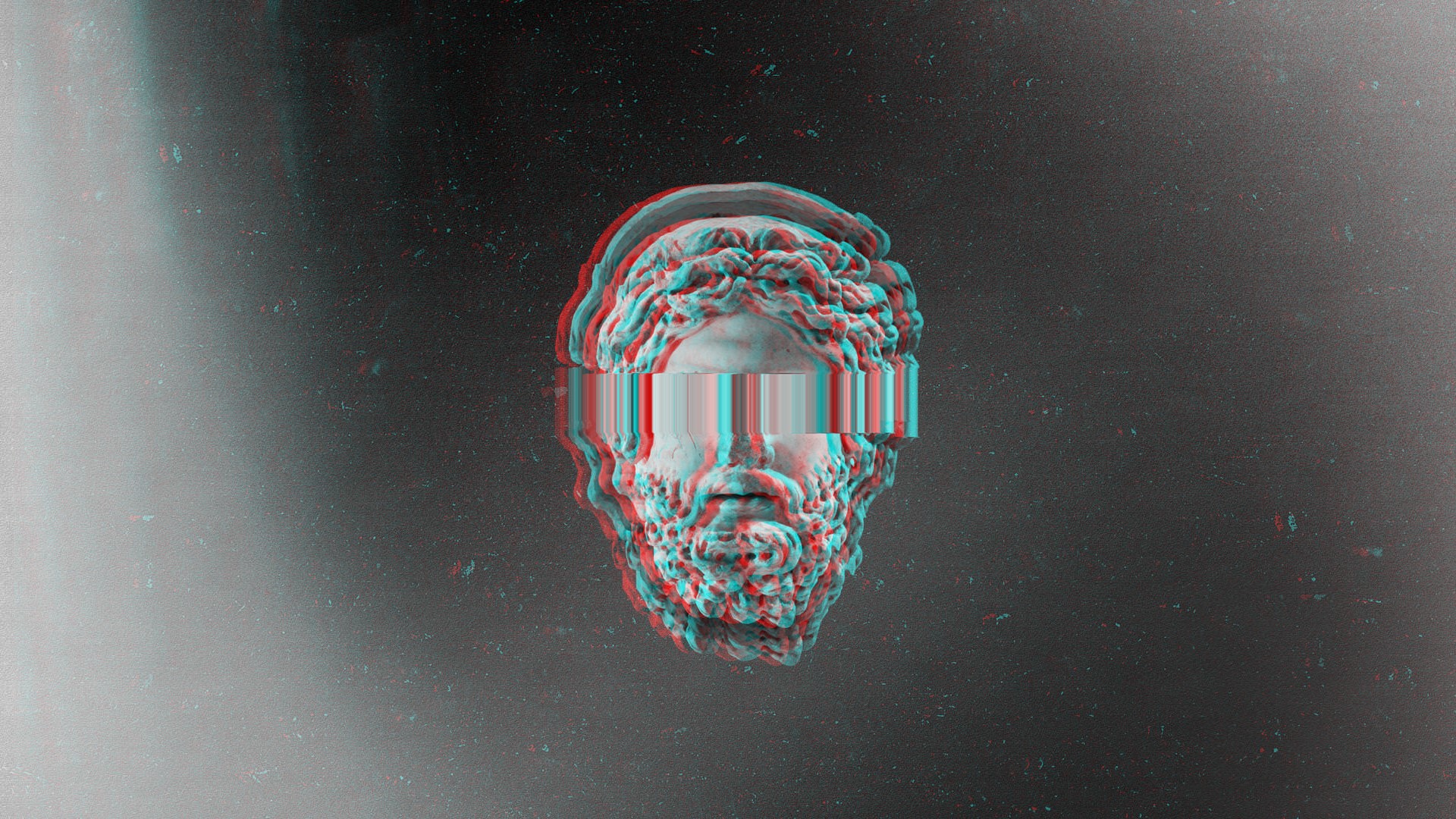 Glitch effect on ancient statue head HD Wallpaper