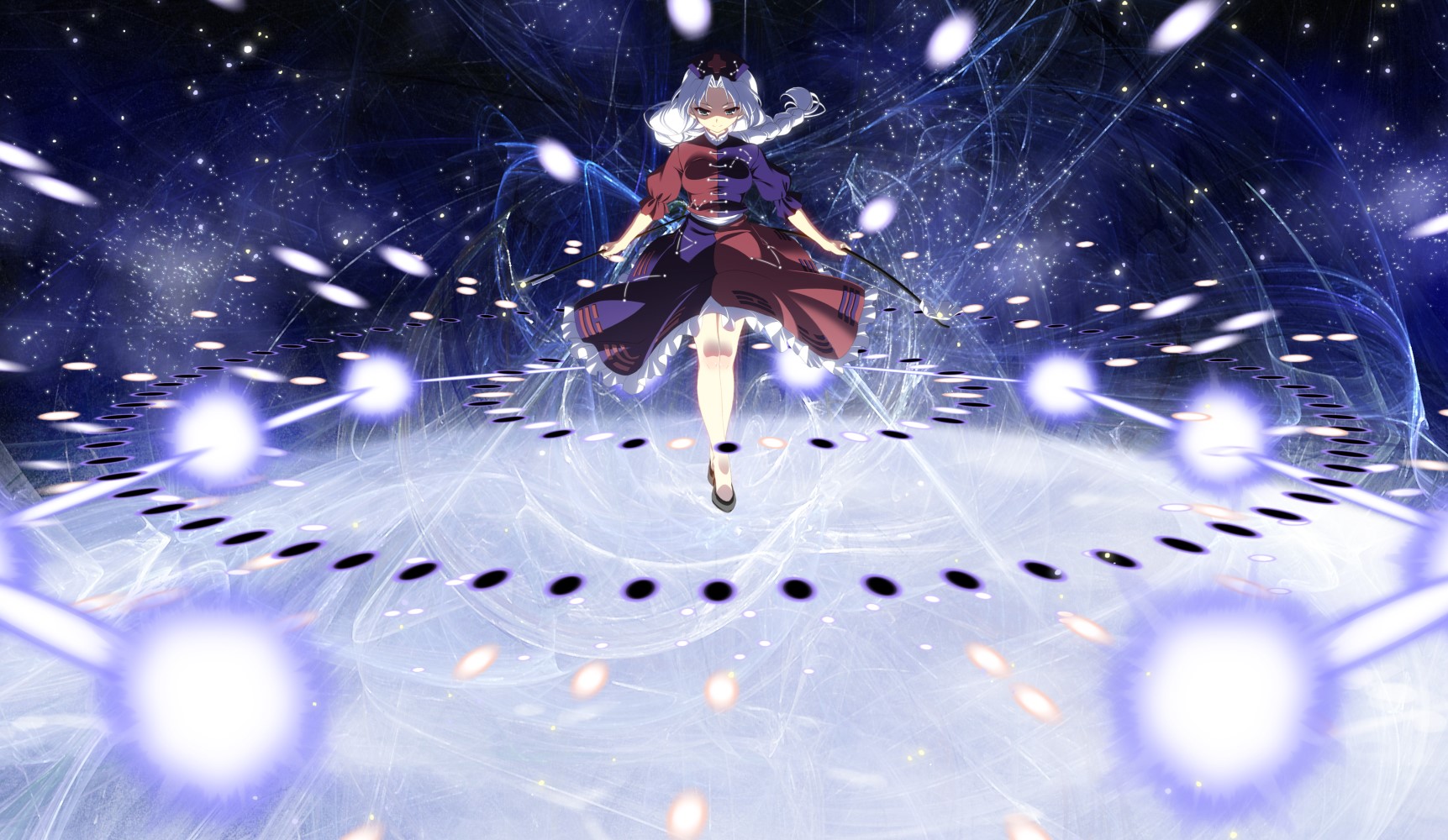 Yagokoro Eirin from Touhou in a cosmic setting HD Wallpaper