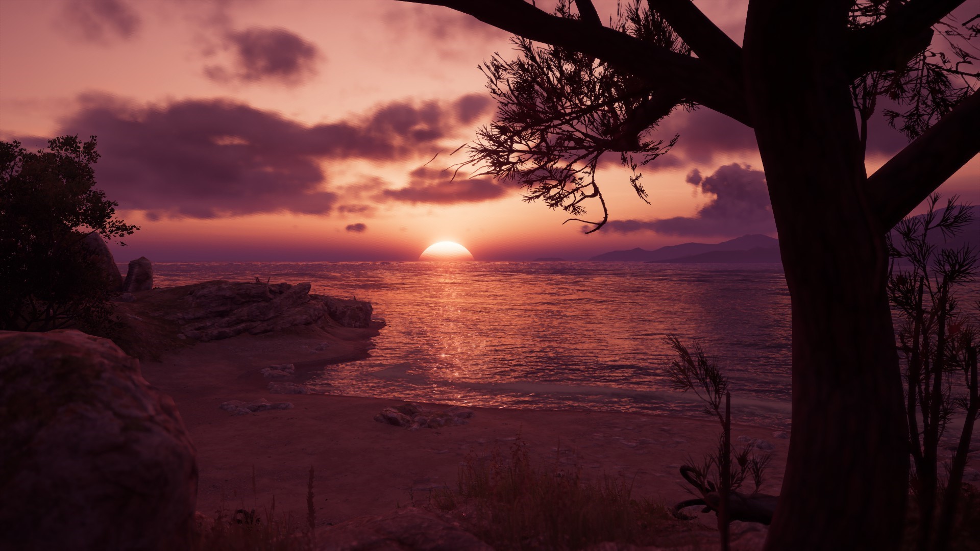 Sunset over the sea in Greece, Assassin's Creed: Odyssey HD Wallpaper