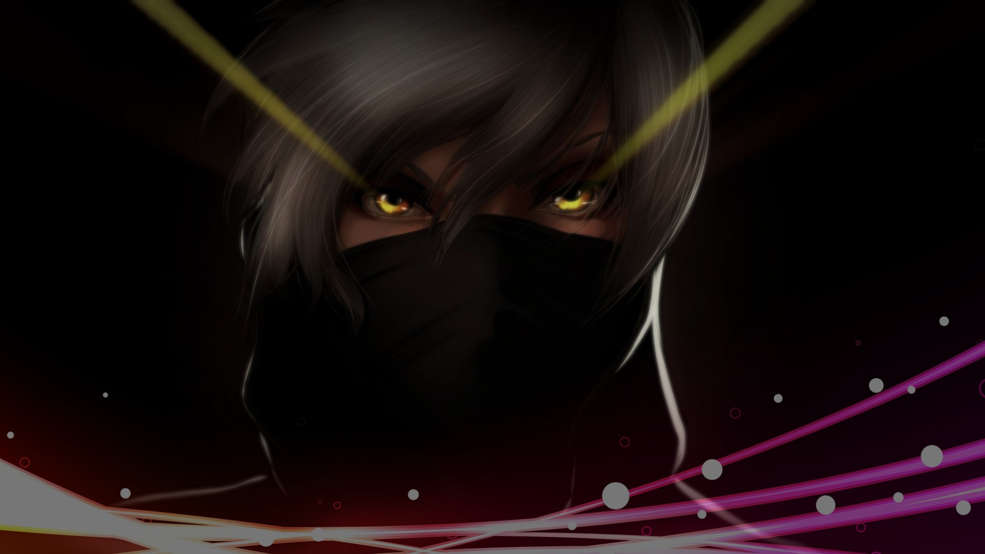 Anime character with glowing eyes and black mask HD Wallpaper